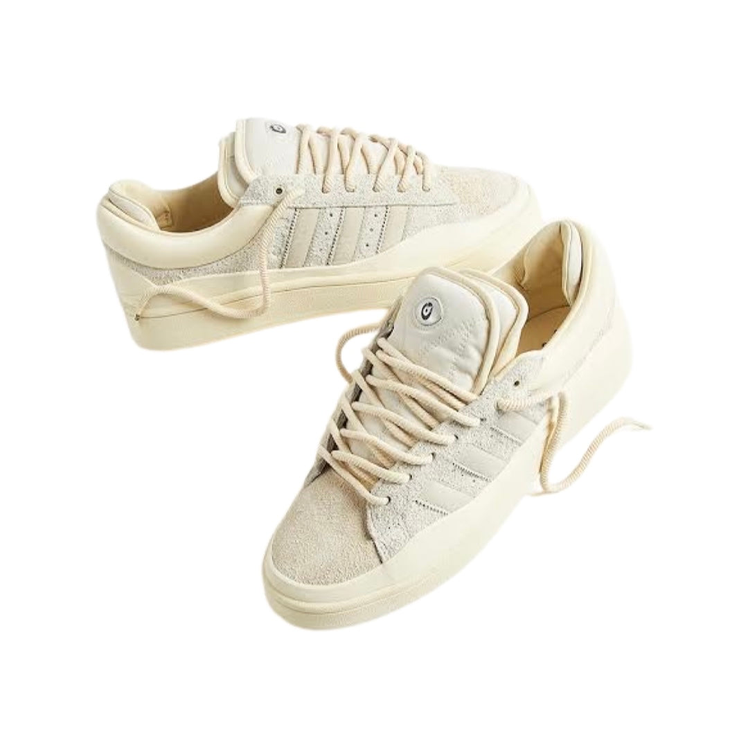 Adidas x Bad Bunny Campus Sneakers - Light Cloud White & Aluminium Chalk White | Men's Streetwear Fashion Shoes for Casual Wear & Urban Style