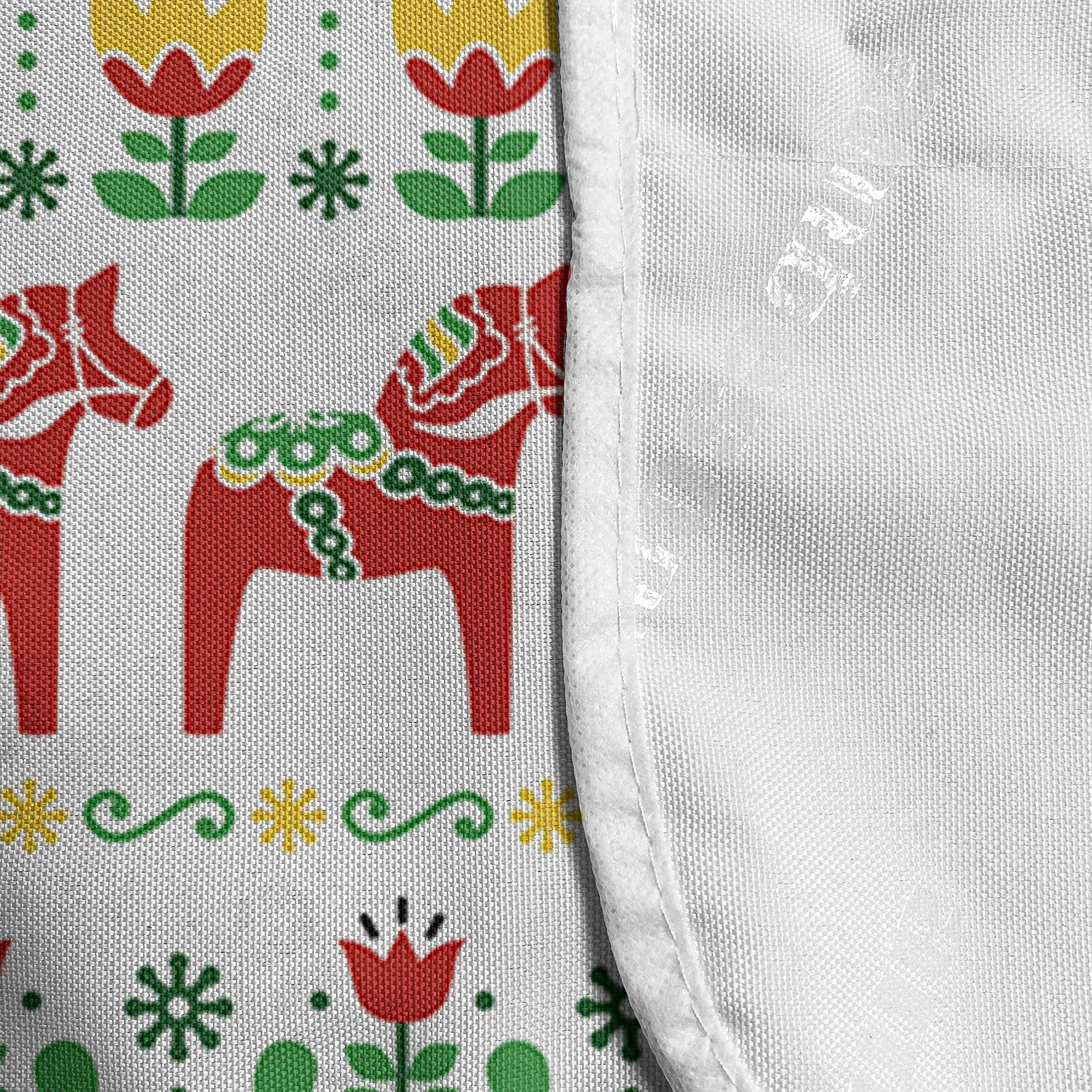 Ambesonne Folk Art Microwave Cover - Scandinavian Swedish Dala Horse & Floral Design, Waterproof Kitchen Organizer with Pockets, 36