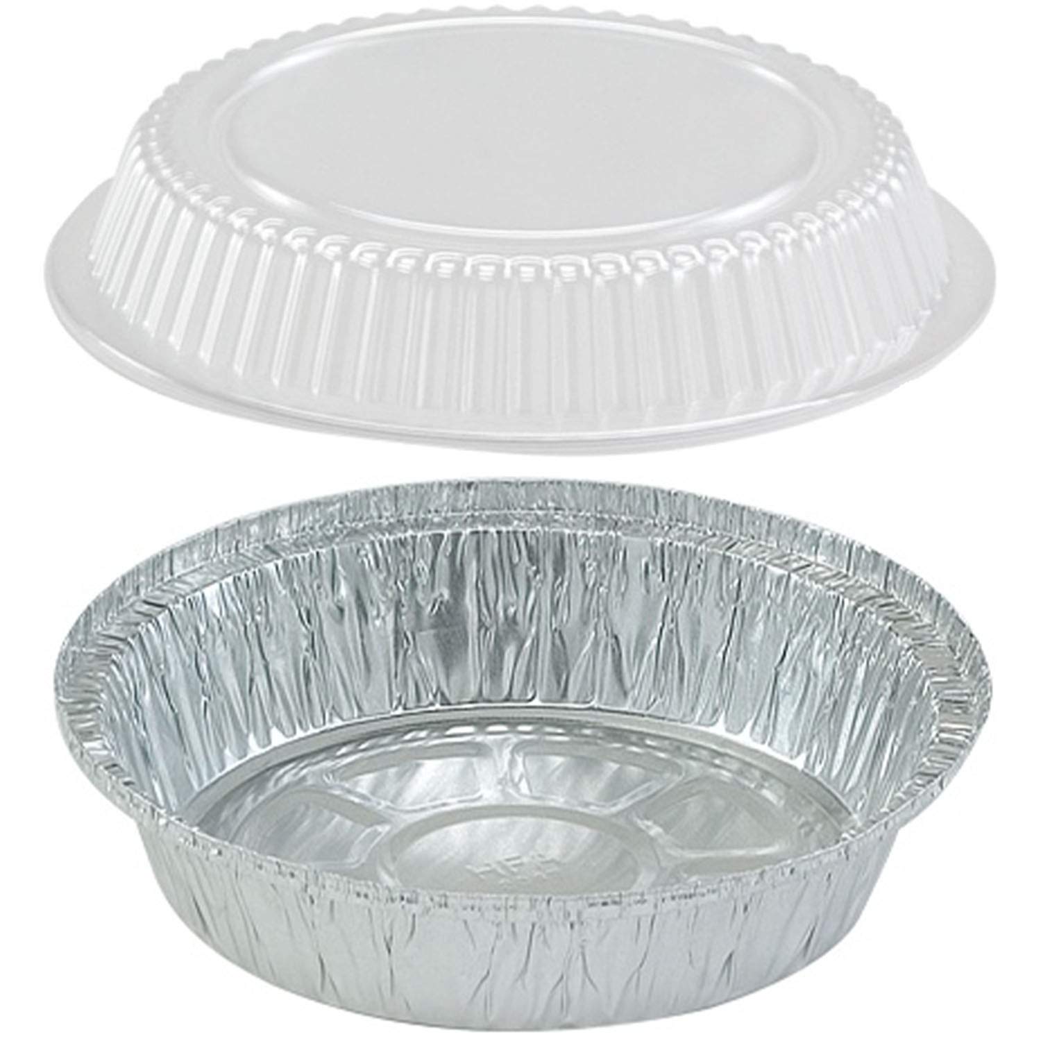 TigerChef 50 Pack 7 Inch Round Aluminum Foil Pans with Dome Lids - Disposable Freezer to Oven Safe Baking Pans for Takeout, Meal Prep, Cooking, Storing & Freezing - Perfect for Restaurants, Catering & Home Use