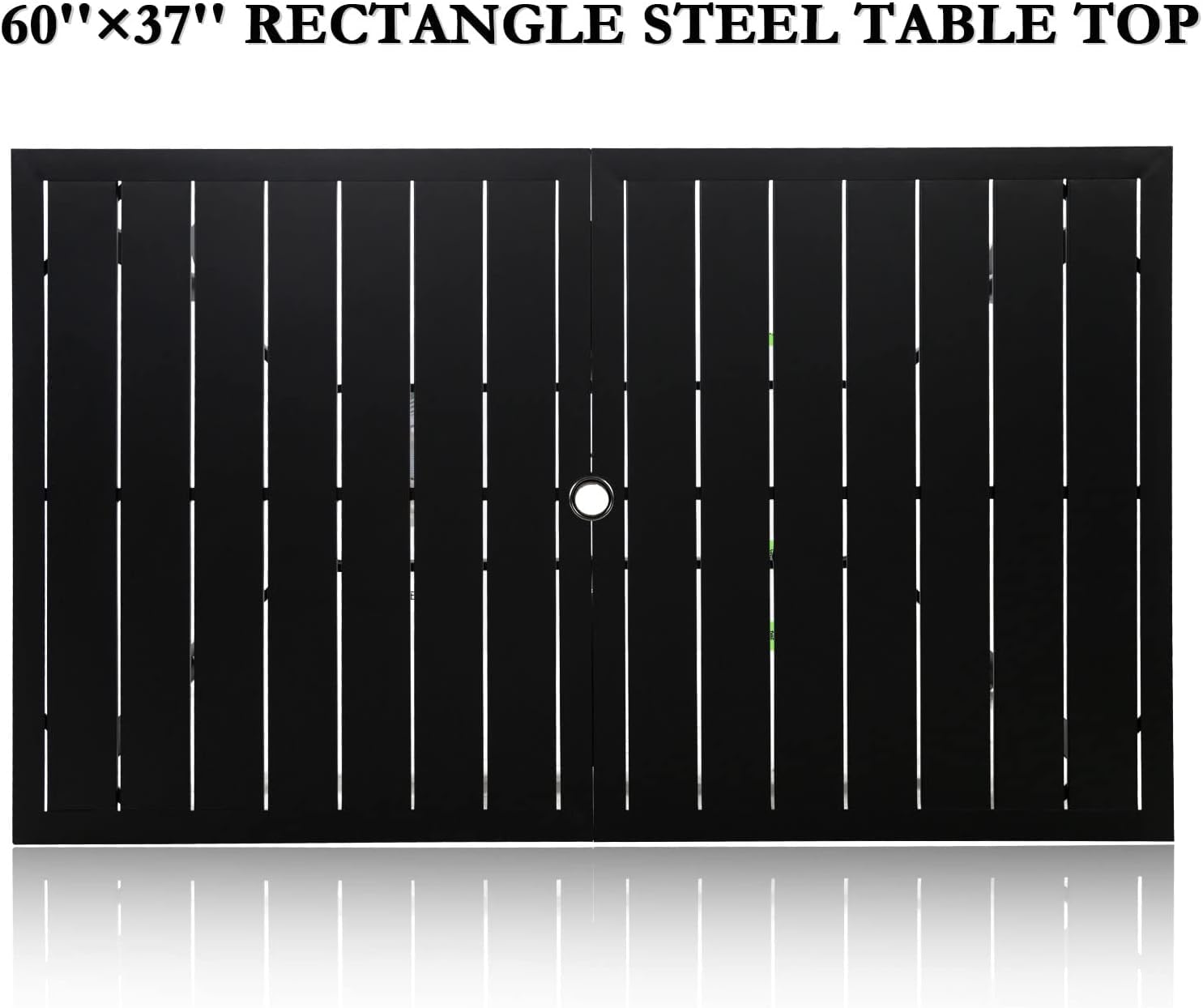 OakCloud 60x37 Inch Outdoor Patio Dining Table - Classic Black Metal Rectangular Table with 1.57