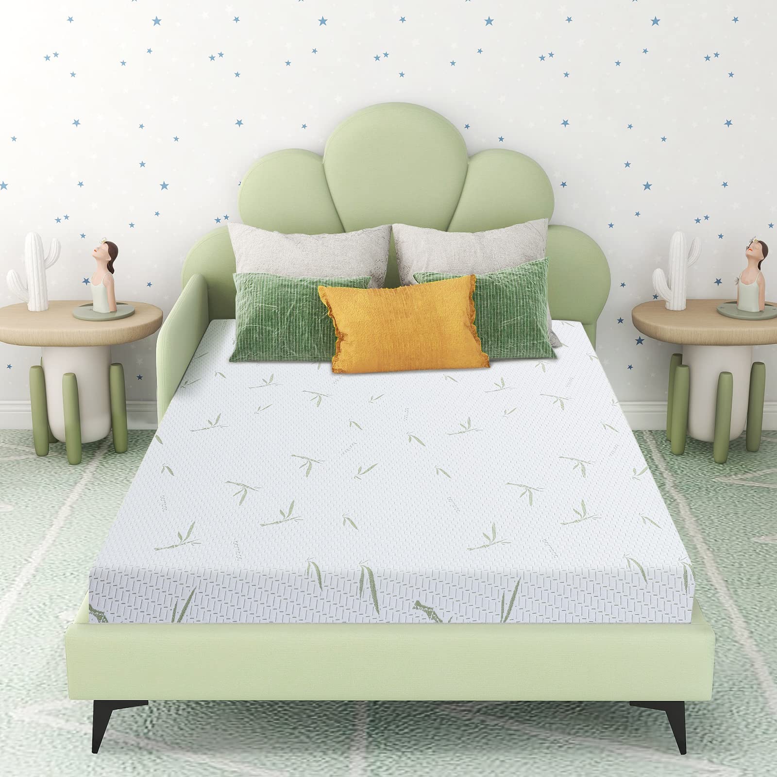 6 Inch Twin Memory Foam Mattress in a Box - CertiPUR-US Certified, Medium Firm Green Tea Gel Infused with Breathable Bamboo Cover - Perfect for Kids Bunk Beds, Trundle Beds & Guest Rooms - Made in USA