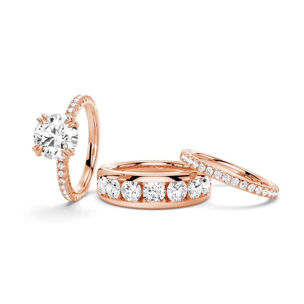 Round Cut Moissanite Wedding Ring Set for Couples - 14K White Gold Engagement & Matching Men's Band - Perfect for Anniversaries, Proposals & Romantic Occasions