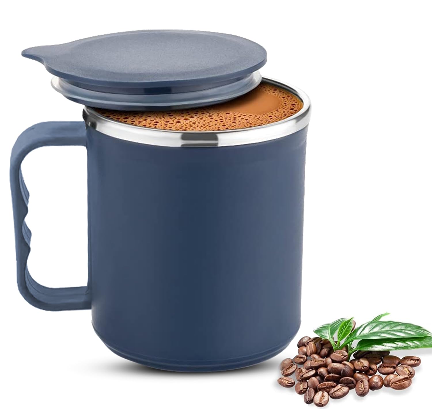 Premium Stainless Steel Insulated Coffee Mug with Lid - Double Wall Vacuum Thermos for Hot Tea, Milk & Beverages - Ideal for Home, Office, Restaurant & Travel - Leakproof & Durable - Gift Pack of 1