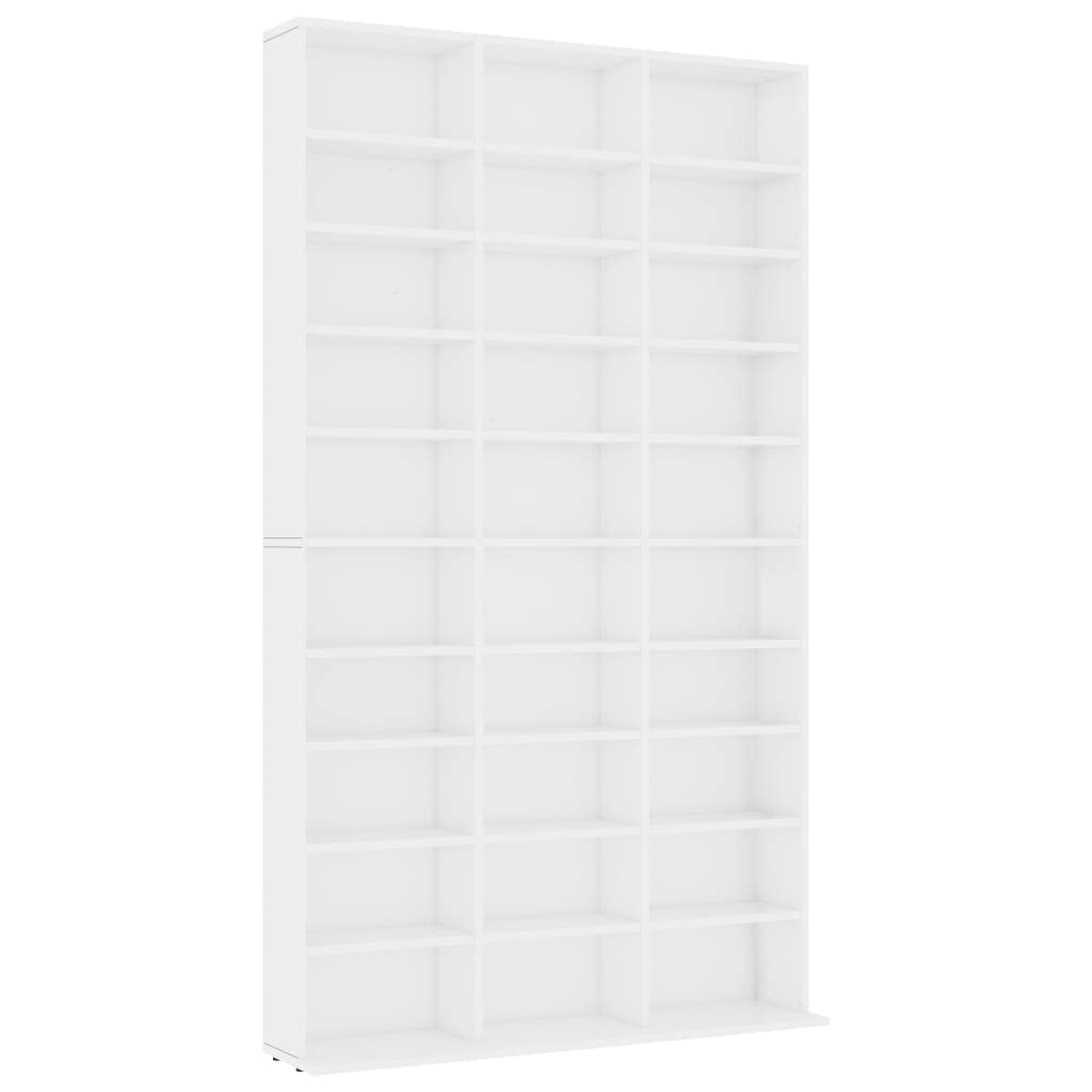 Toshilian CD DVD Storage Shelf Cabinet - White Engineered Wood Media Organizer (102 x 16 x 177.5 cm) - Perfect for Living Room, Office & Home Entertainment Organization