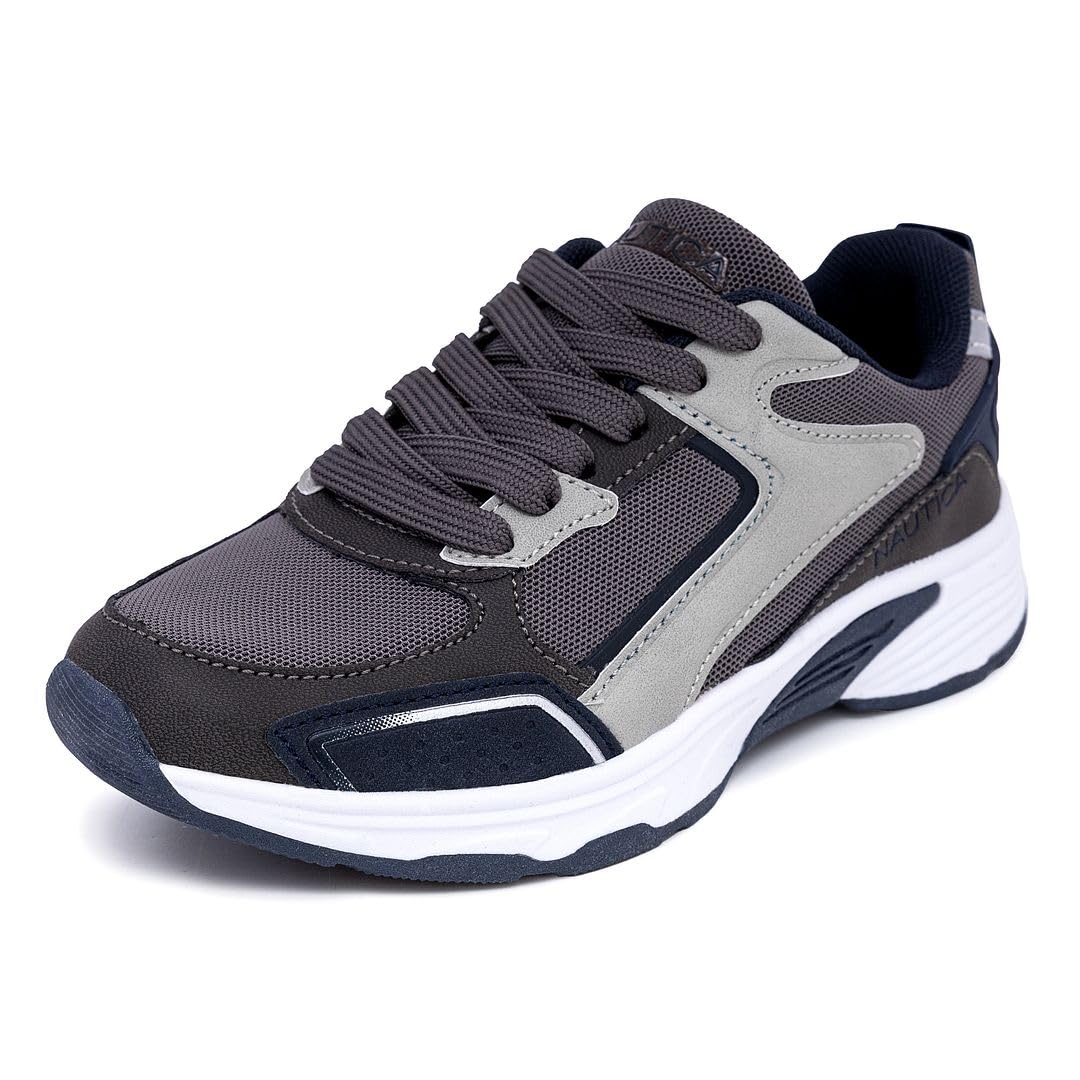 Nautica Kids Boys & Girls Athletic Sneakers - Lightweight Running & Hiking Shoes with Chunky Cushion Heel (Lace-Up/Bungee Slip-On) for Big Kid/Little Kid/Toddler - Perfect for School, Playground & Outdoor Adventures