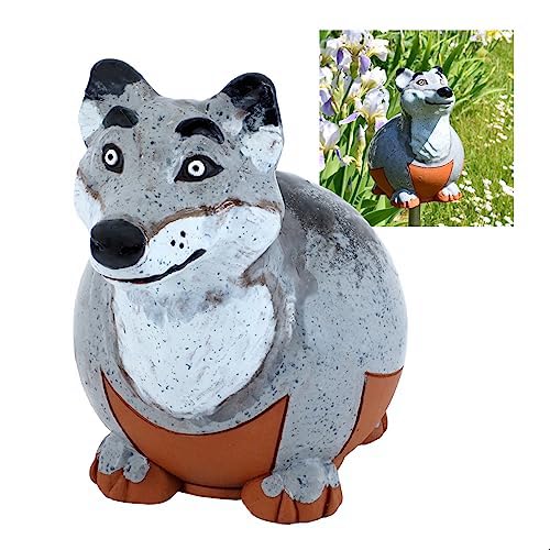 Handmade Frostproof Ceramic Wolf Lawn Stake - Unique Outdoor Garden Statue for Men & Women - Perfect Yard Decor & Gift for Garden Lovers - Ideal for Patio, Lawn & Backyard Landscaping