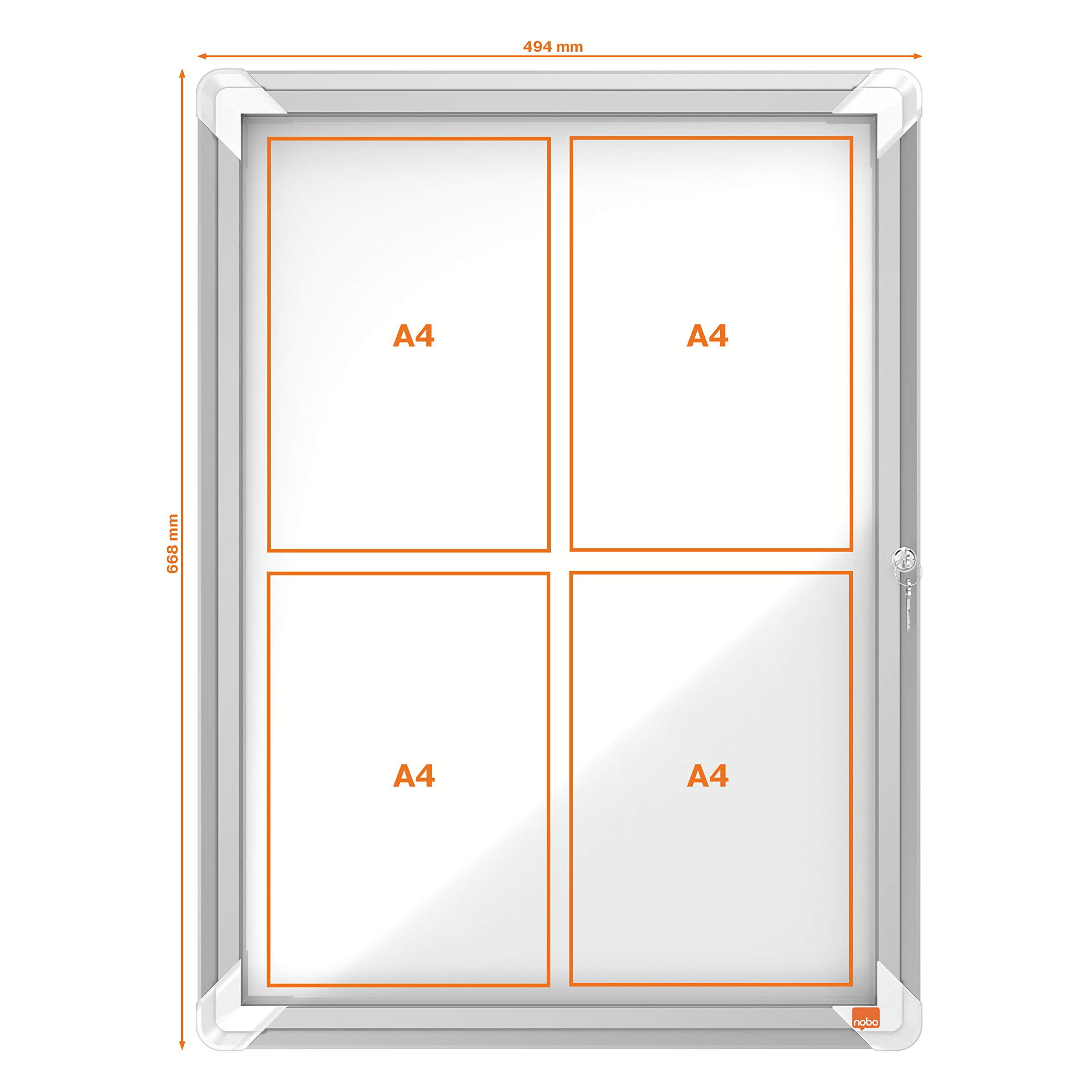 Premium White Outdoor Magnetic Lockable Notice Board - 4 x A4 Size (1902577) - Perfect for Schools, Offices, and Public Spaces