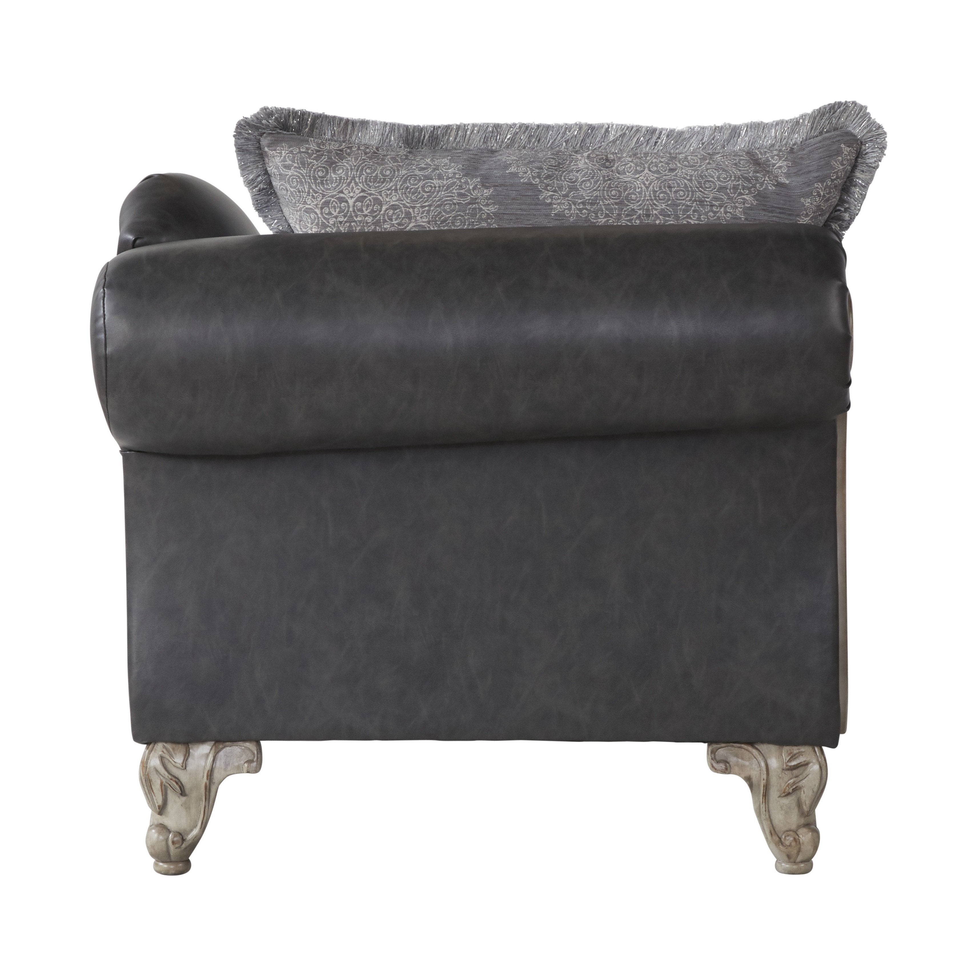San Marino 2-Tone Fabric and Wooden Frame Chaise Lounge in Gray - Perfect for Living Room, Bedroom, or Office Relaxation