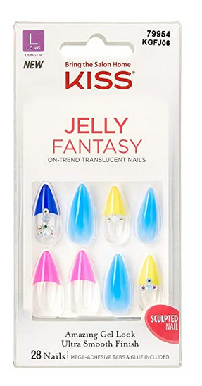 KISS Jelly Fantasy Sculpted Nails - Long Lasting Press on Nails with Glue - Perfect for Parties, Weddings, and Special Occasions