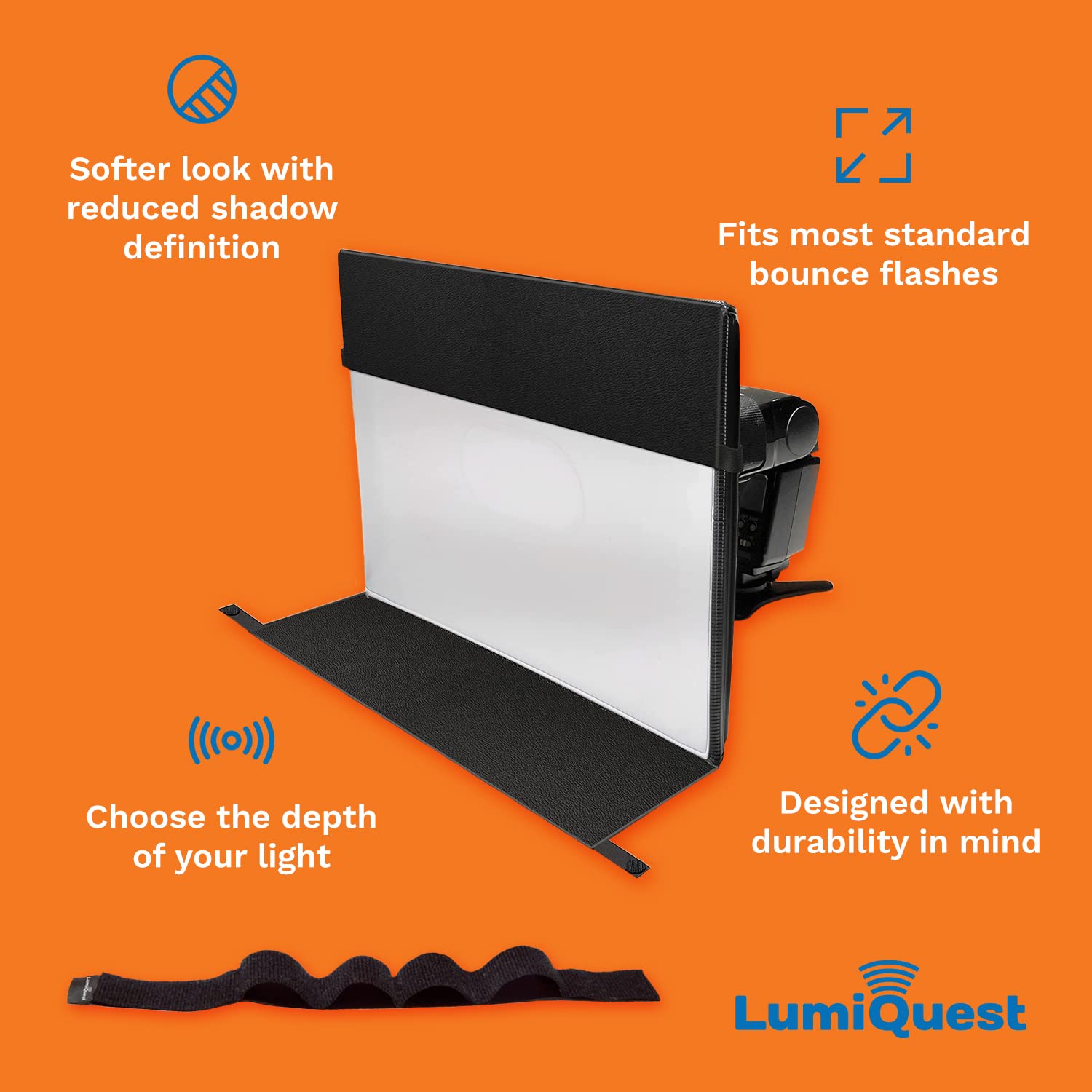 LumiQuest StripBox 2-in-1 Flash Diffuser Kit - Universal Softbox for Canon, Nikon, Sony DSLR & Mirrorless Camera Speedlights - Professional Photography Lighting Accessory for Portraits, Product Shots & Studio Use
