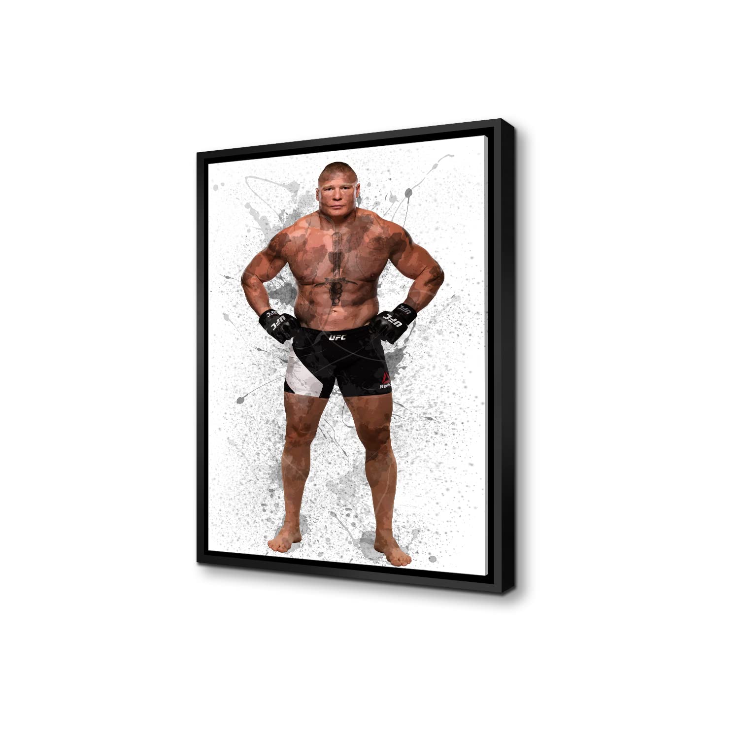 Brock Lesnar MMA Wall Art Canvas Print - Modern Large Wooden Floating Frame (24x36 Inches) - Perfect for Living Room, Office & Man Cave Decor - Gift for UFC & Wrestling Fans