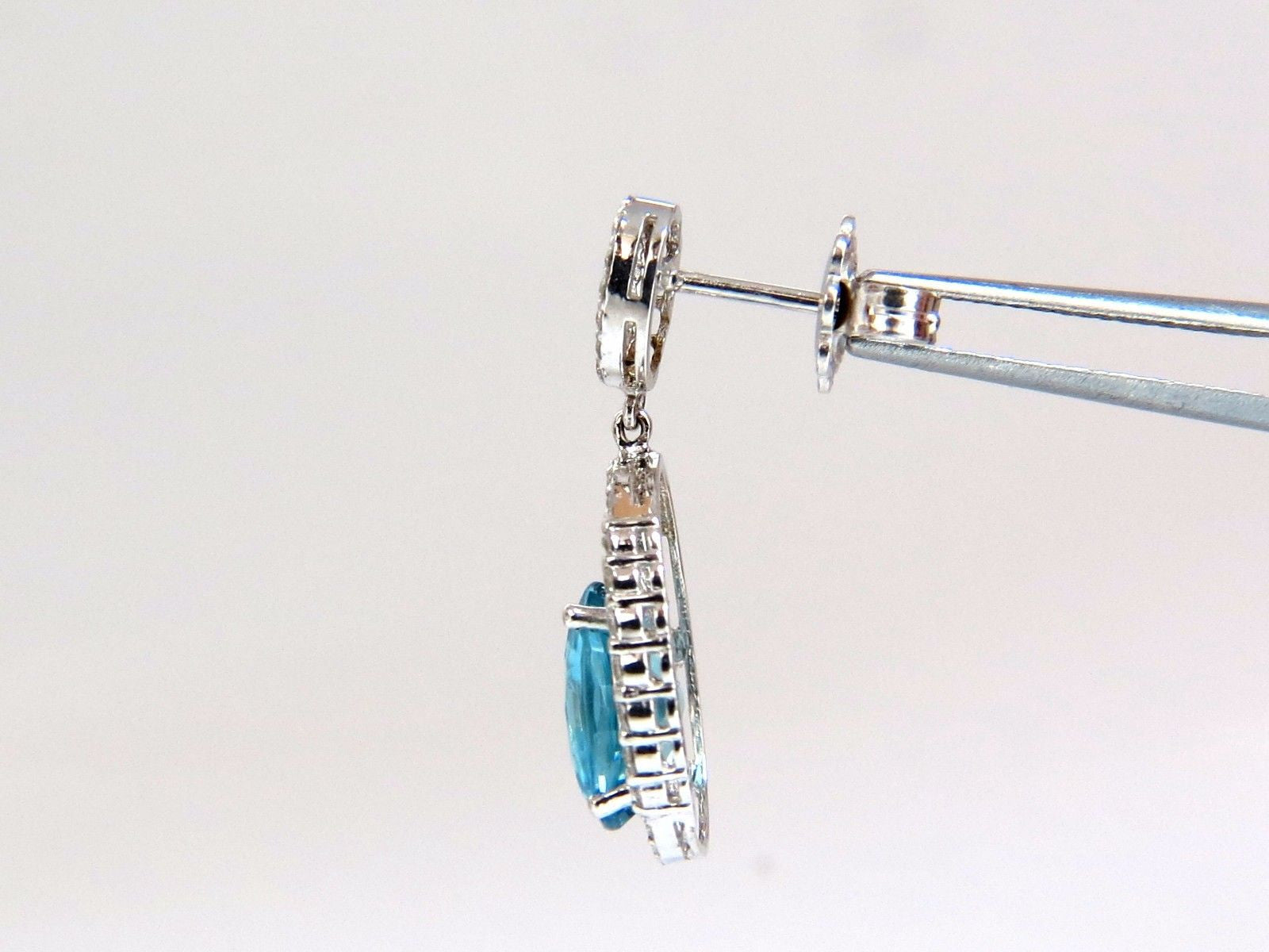 8.86ct Natural Vivid Indigo Blue Zircon Diamond Dangle Earrings in 14K Gold - Elegant Statement Jewelry for Weddings & Evening Events