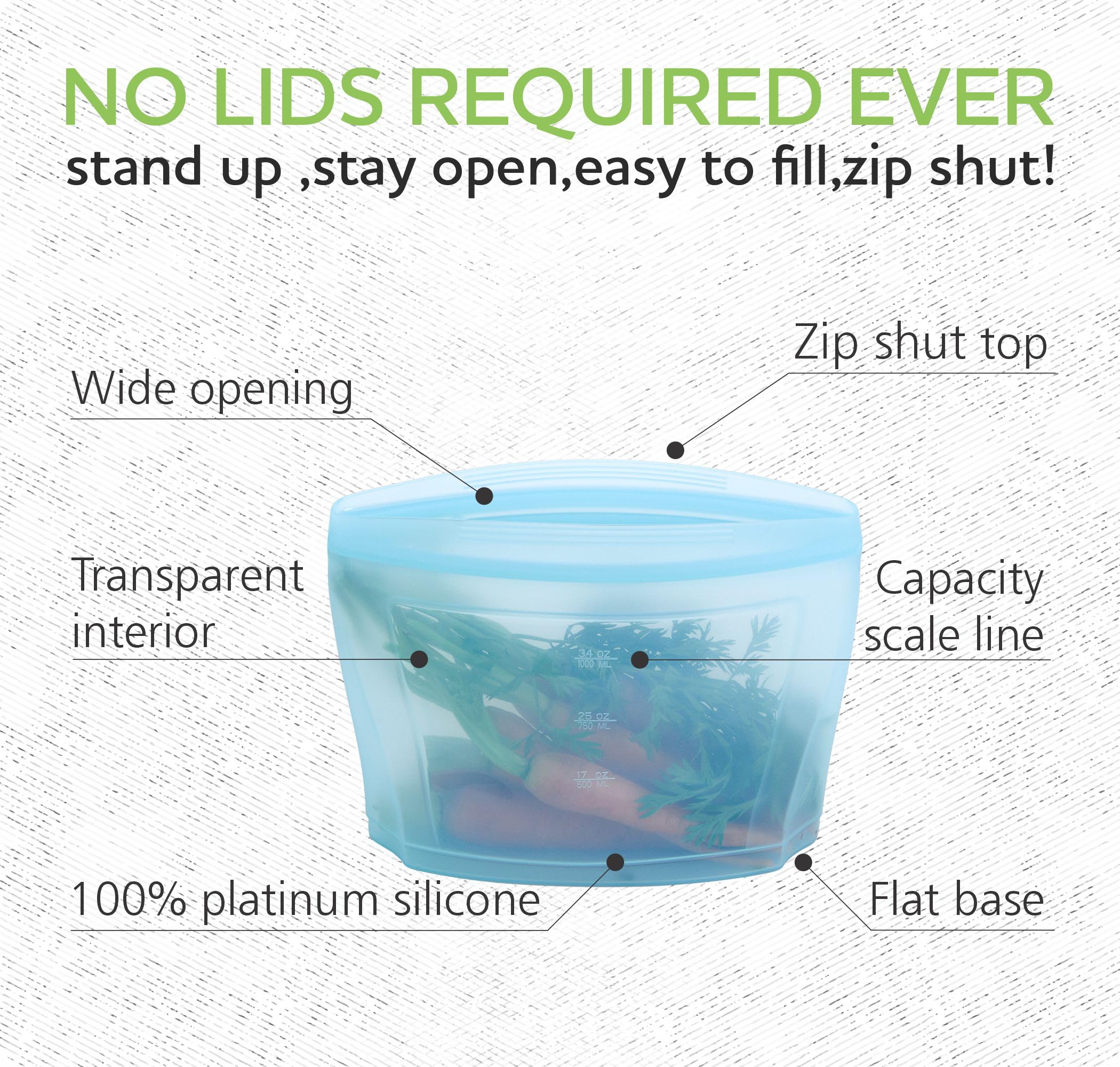 6-Pack Reusable Silicone Food Storage Bags | Airtight Zip Containers for Fruits, Vegetables & Snacks | Microwave, Dishwasher & Freezer Safe | Eco-Friendly Kitchen Essentials (Blue) - Perfect for Meal Prep, Lunch Boxes & On-the-Go Snacking