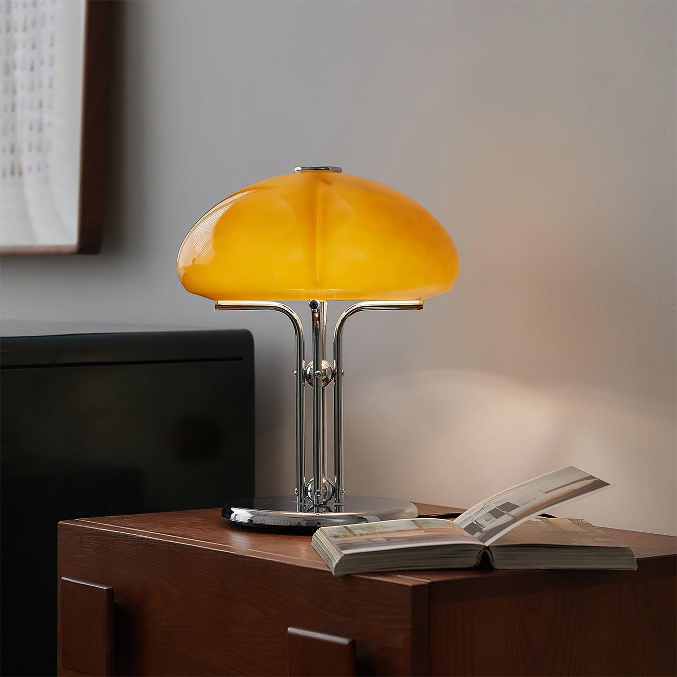 Modern Mushroom Bauhaus Table Lamp - Minimalist Design for Bedroom, Living Room & Office - Warm White LED Light for Cozy Ambience