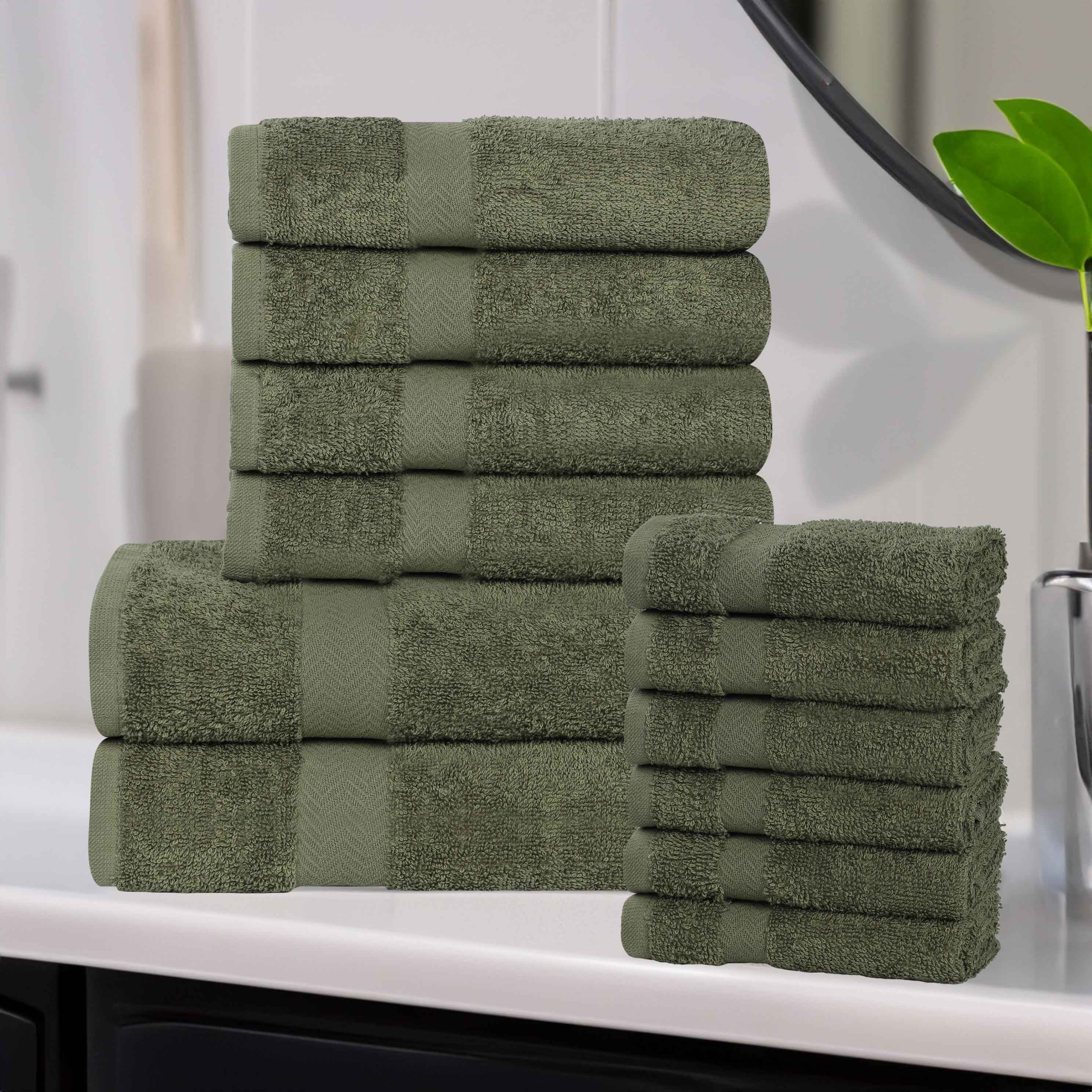 Franklin 100% Cotton Eco-Friendly Bath Towel Set - 12 Piece Soft Absorbent Towels for Bathroom, Spa & Gym Use