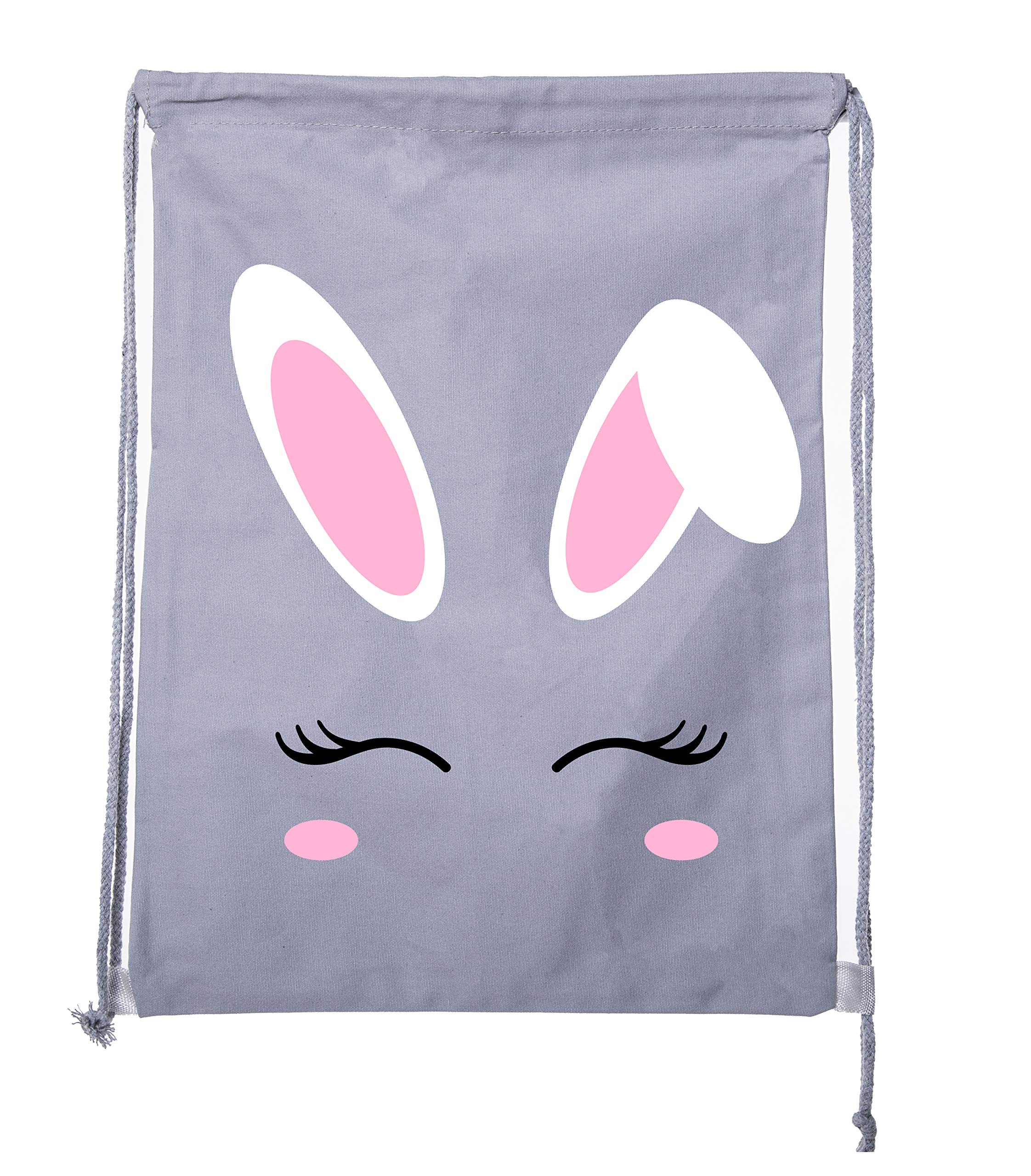 Easter Basket Backpack - Bulk Cotton Drawstring Cinch Bags for Easter Bunny Gifts with Cute Bunny Face Design | Perfect for Easter Egg Hunts, Party Favors & Holiday Gift Giving