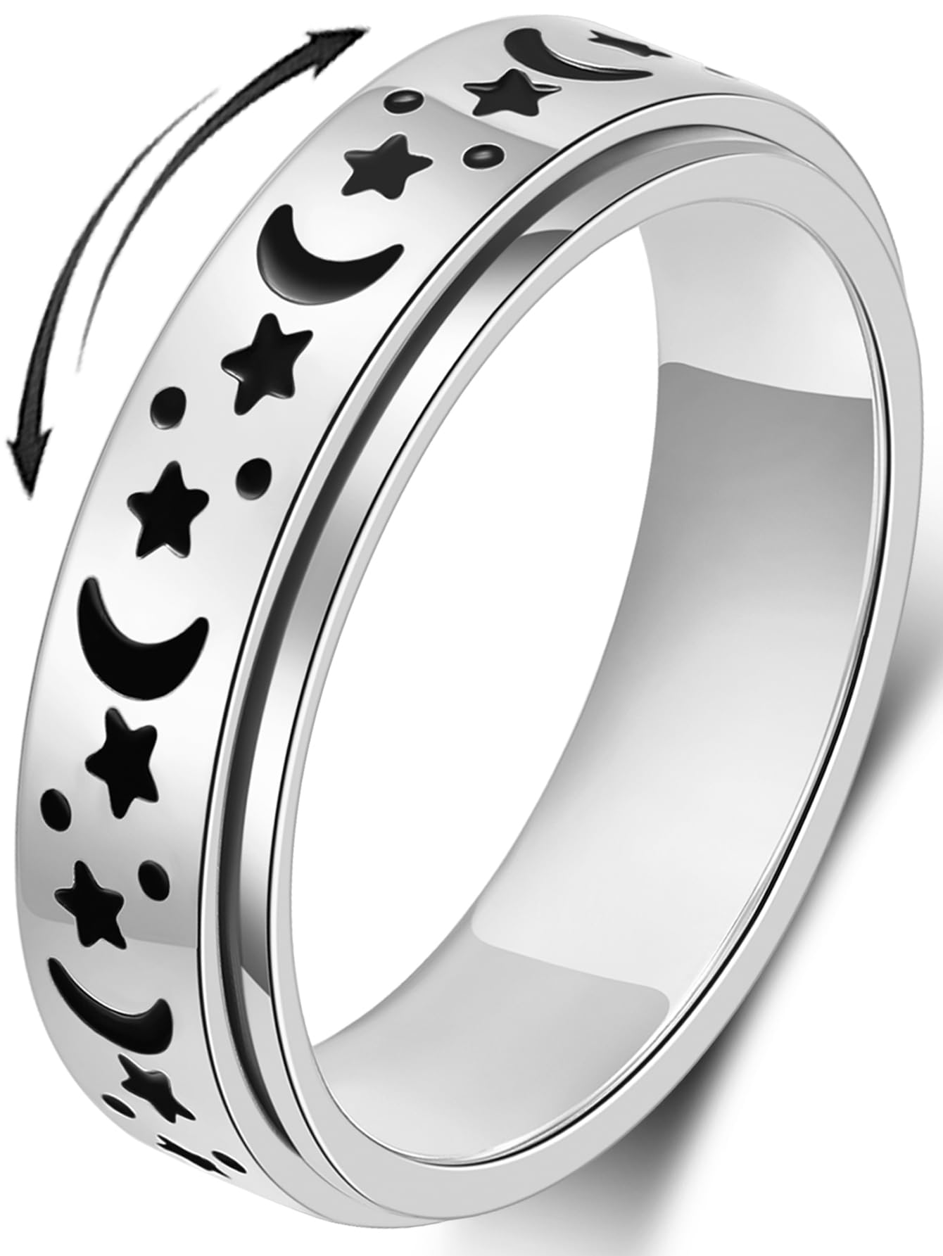 Stress Relief Fidget Spinner Ring for Adults - Anxiety Relief Toys for Women & Men, Spinner Sensory Ring for ADHD, OCD, Autism - Perfect for Office, Travel & Daily Anxiety Management