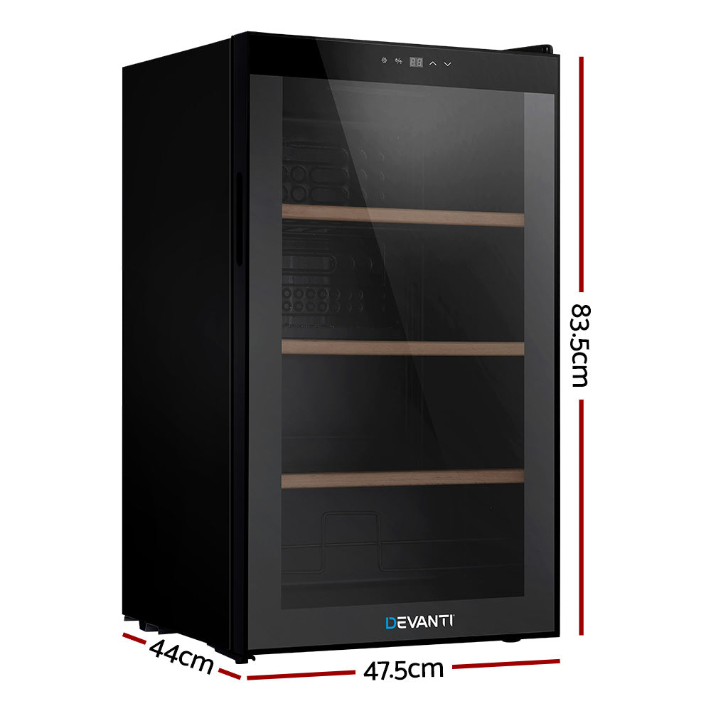 Devanti 34 Bottle Wine Cooler Refrigerator - Dual Zone Temperature Control, Quiet Operation for Home, Office, or Restaurant Use