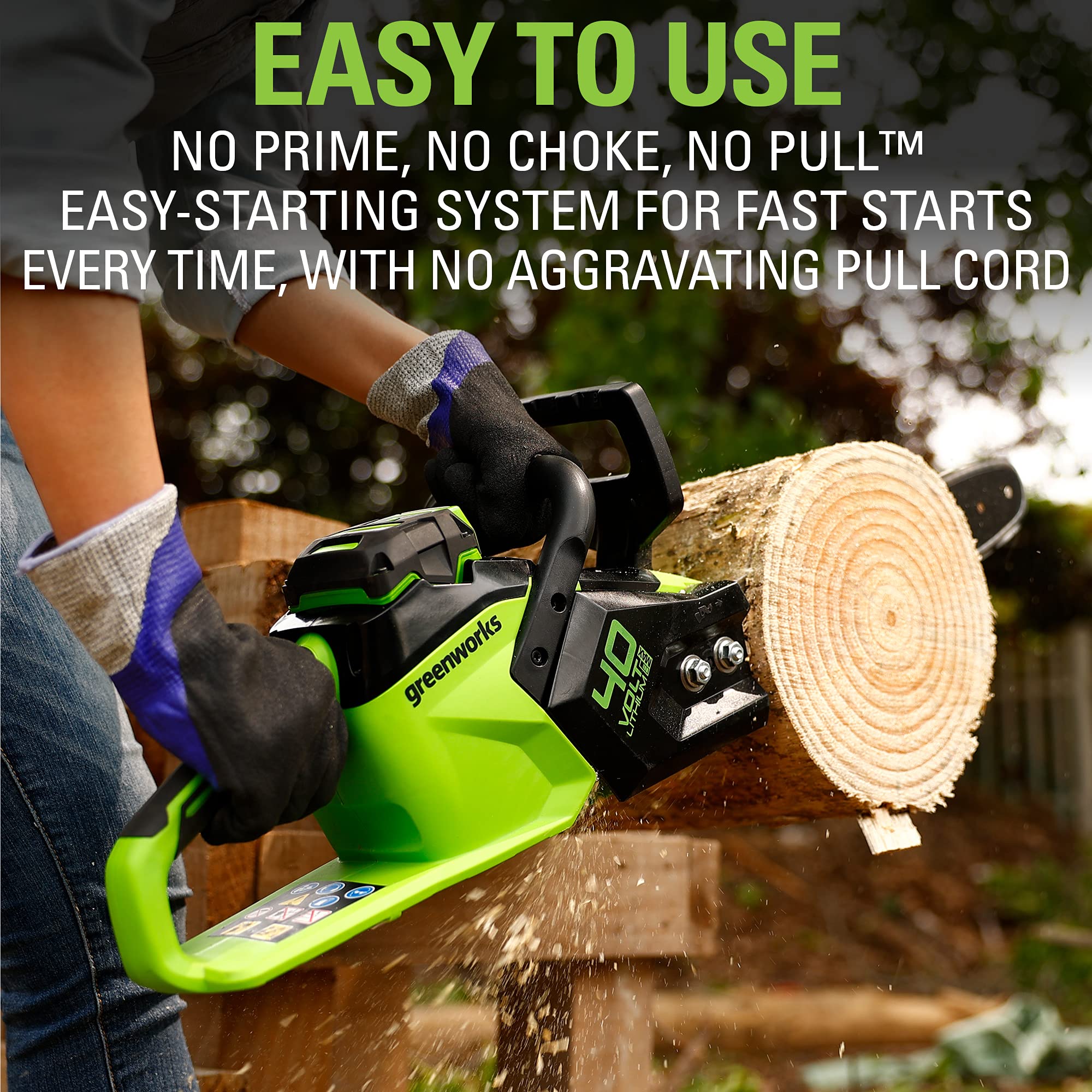 Greenworks 40V 14-Inch Cordless Chainsaw with 2.5Ah Battery & USB Charger - Lightweight Electric Chainsaw for Tree Trimming, Yard Cleanup & Firewood Cutting