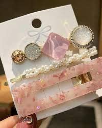 3 Pcs Korean Fashion Pearl Hair Clips for Girls - Elegant Hair Accessories Set (Random Colors) - Perfect for School, Parties, and Daily Styling