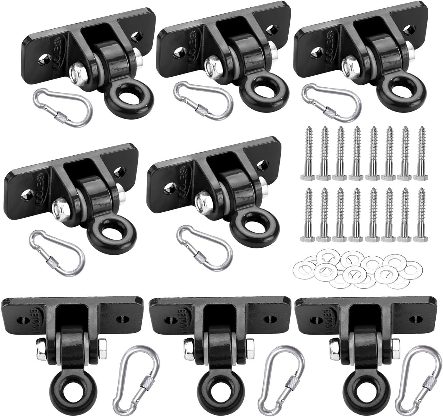 BETOOLL Heavy Duty Swing Hangers - 8-Piece Swing Set Hardware Kit for Playground, Porch, Yoga Seat & Trapeze - Indoor/Outdoor Wooden Swing Accessories for Backyard, Garden & Kids Play Area