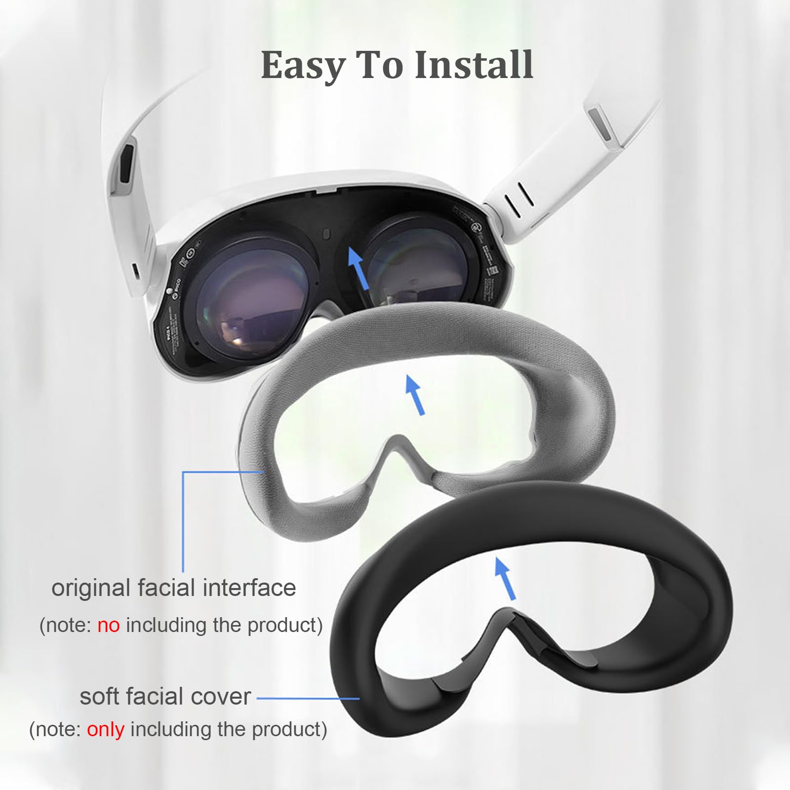 Premium Silicone Face Interface for Pico 4 Ultra VR Headset - Soft Protective Padding Cover (Grey) - Enhance Comfort & Hygiene for Extended Gaming & VR Experiences