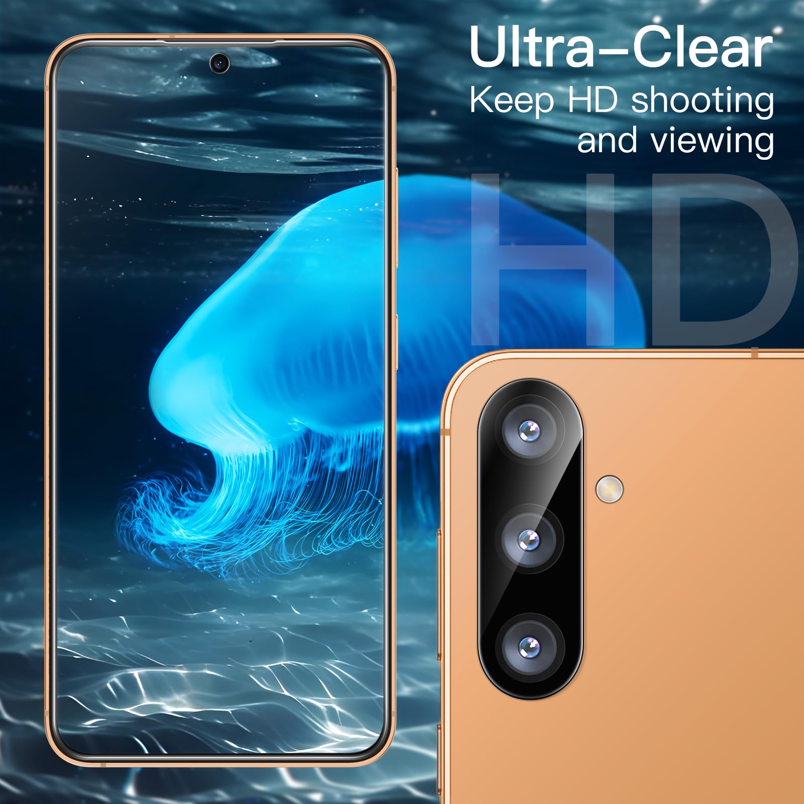 JETech 5-in-1 Matte Protective Case for Samsung Galaxy S24+ 5G | Shockproof Phone Cover with 2-Pack Tempered Glass Screen Protectors & Camera Lens Protector | Translucent Back Design (Sandstone Orange) | Perfect for Work, Travel & Outdoor Activities