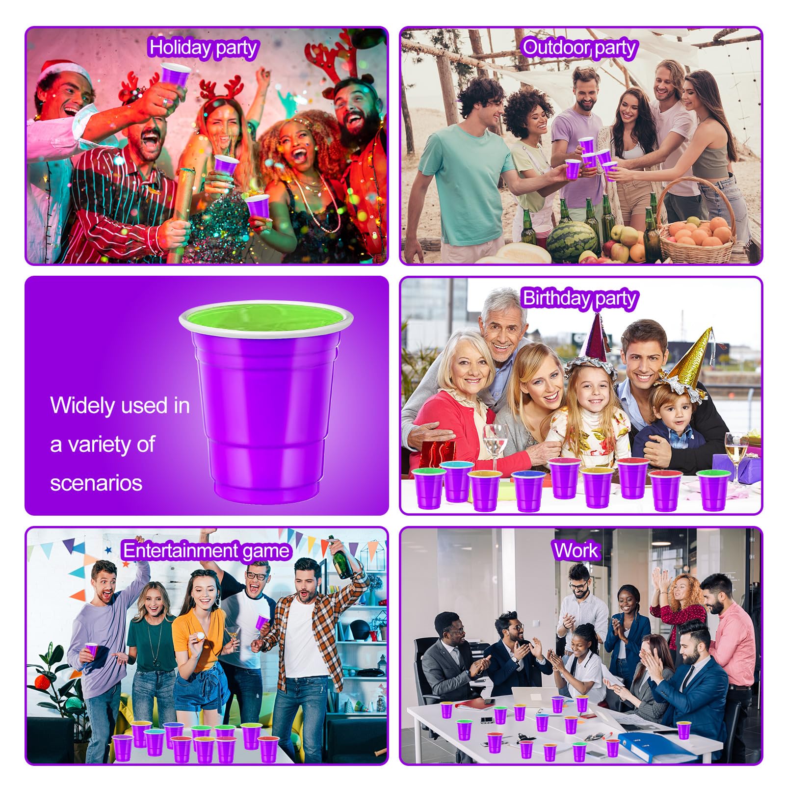 Purple Plastic Shot Glasses 2oz (500pcs) - Disposable for Drinks, Jello & Snacks
