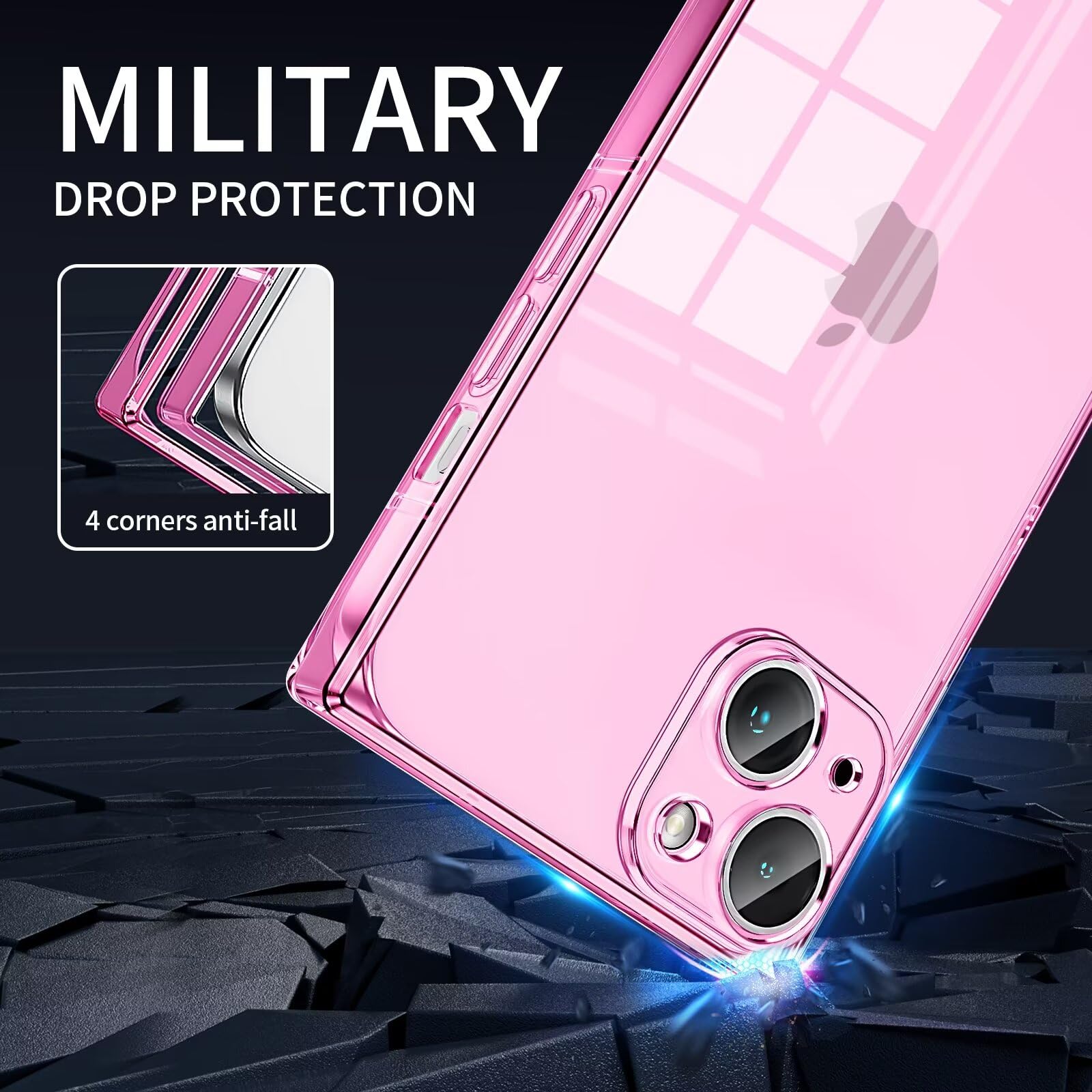 Tzomsze Clear iPhone 15 Plus Case with Camera Protection | Shockproof TPU & Reinforced Corners | Slim Silicone Cover for Women & Girls (6.7 inch, Crystal Pink) - Perfect for Everyday Use, Work & Travel Protection