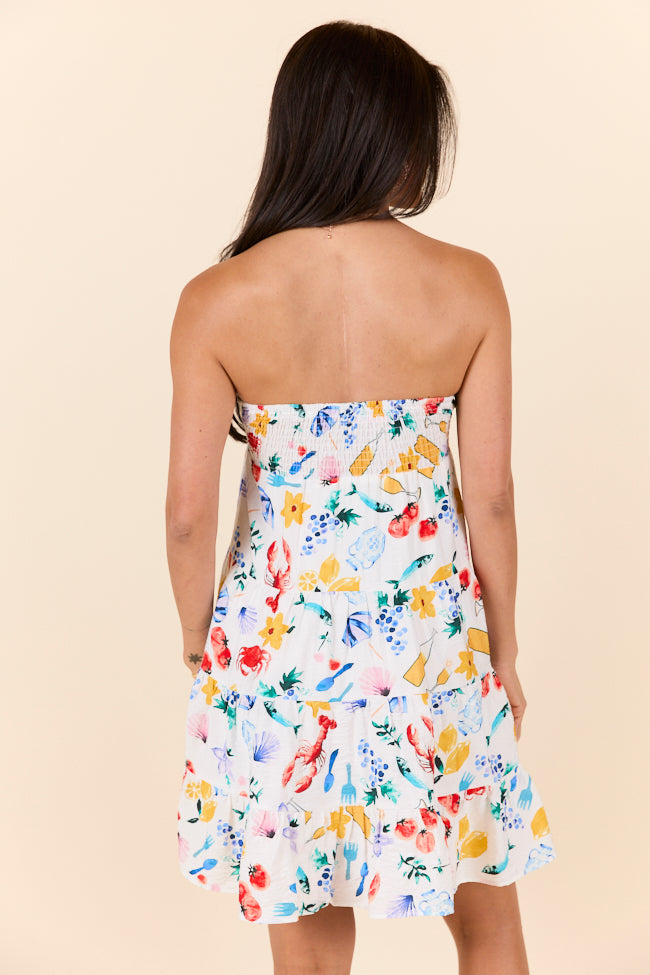 Sweet Summer Floral Strapless Mini Dress for Women - Casual Beach Party & Dinner Outfit - Trendy Printed Sleeveless Sundress