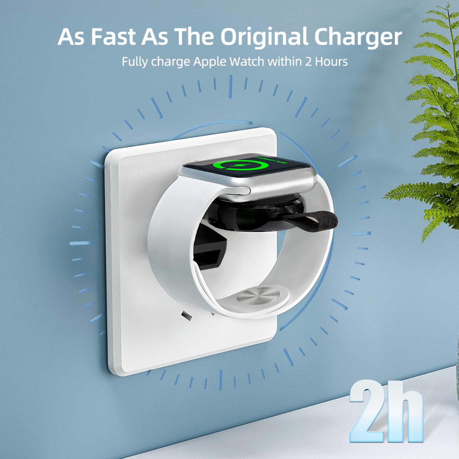 NEWDERY Magnetic Wireless Charger for Apple Watch Series Ultra/8/7/6/5/4/3/2/1/SE - Portable USB Travel Charger with Fast Charging & Lightweight Design (Black) | Perfect for Home, Office & Travel Use