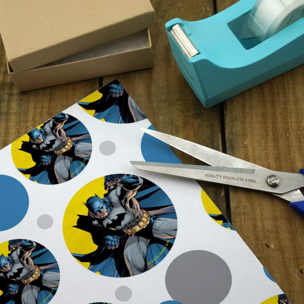 Batman Themed Gift Wrap Paper Roll - Premium Quality Wrapping Paper for Birthday, Christmas Gifts - DC Comics Superhero Design for Party Decorations & Present Wrapping