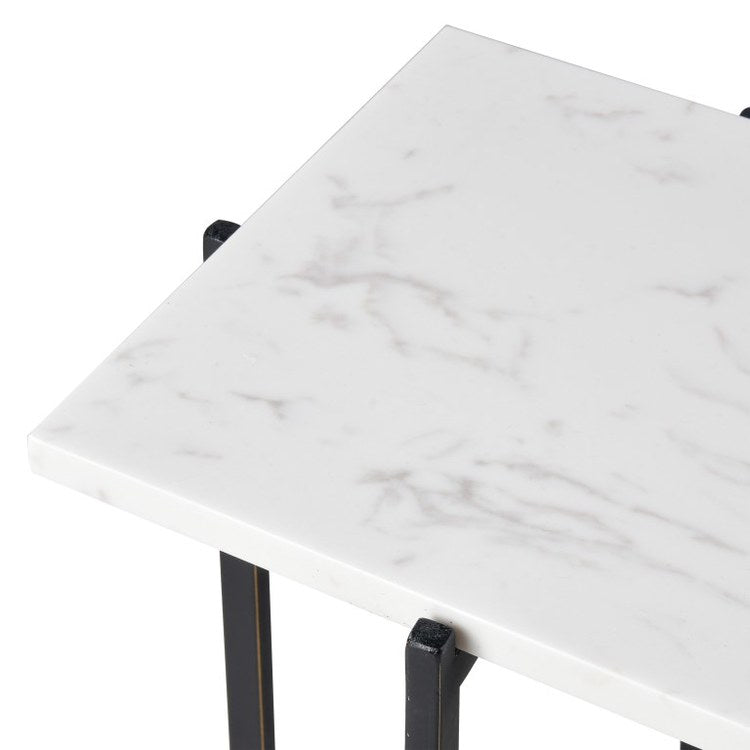 Lanier Square Accent Table - 10 x 18 Inch Black/White End Table - Perfect for Living Room, Bedroom or Office Decor