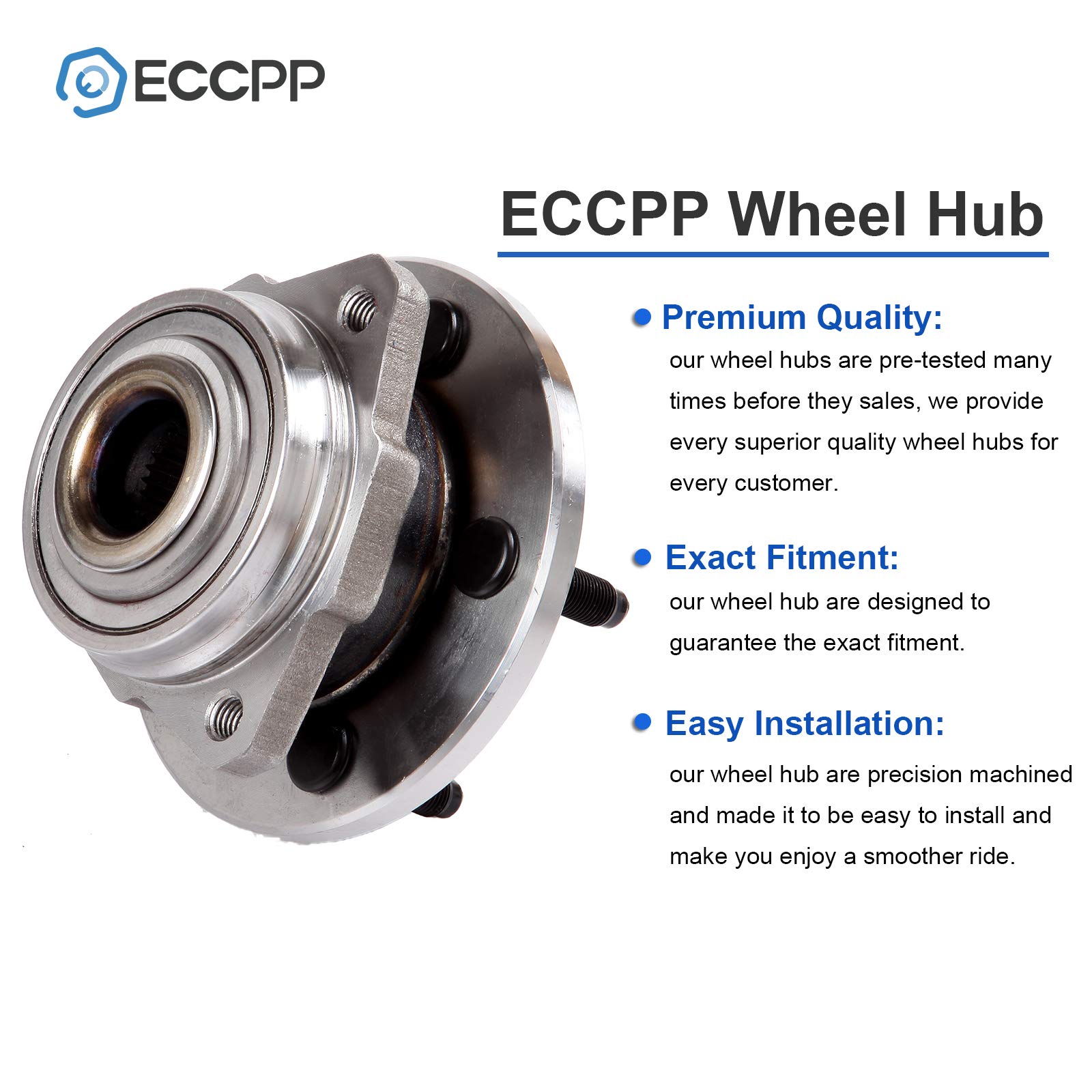 ECCPP Front 5-Lug Wheel Bearing & Hub Assembly Compatible with 2002-2007 Jeep Liberty - Replacement Part #513178 - Perfect for Off-Roading, Daily Commuting & Vehicle Maintenance