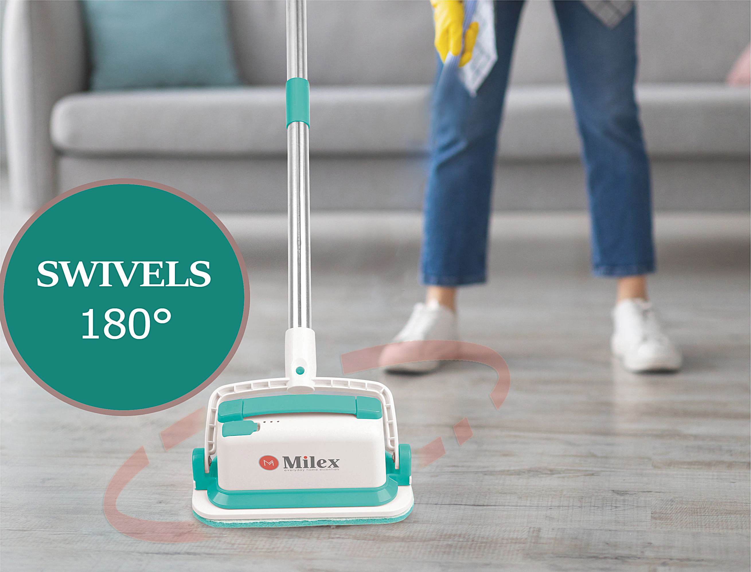 Milex Cordless Electric Scrubber - Powerful Vibration Cleaning Brush for Stubborn Dirt & Grime - Perfect for Bathroom Tiles, Kitchen Sinks & Outdoor Cleaning