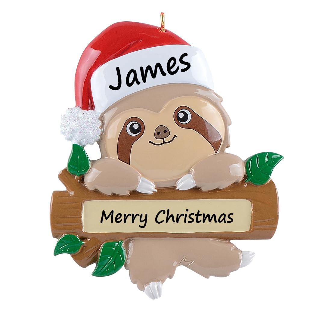 2025 Personalized Sloth Christmas Ornament - Custom Animal Xmas Decor for Tree - Unique Gift for Sloth Lovers & Animal Enthusiasts - Free Engraving - Perfect for Holiday Decorations & Gift Exchanges