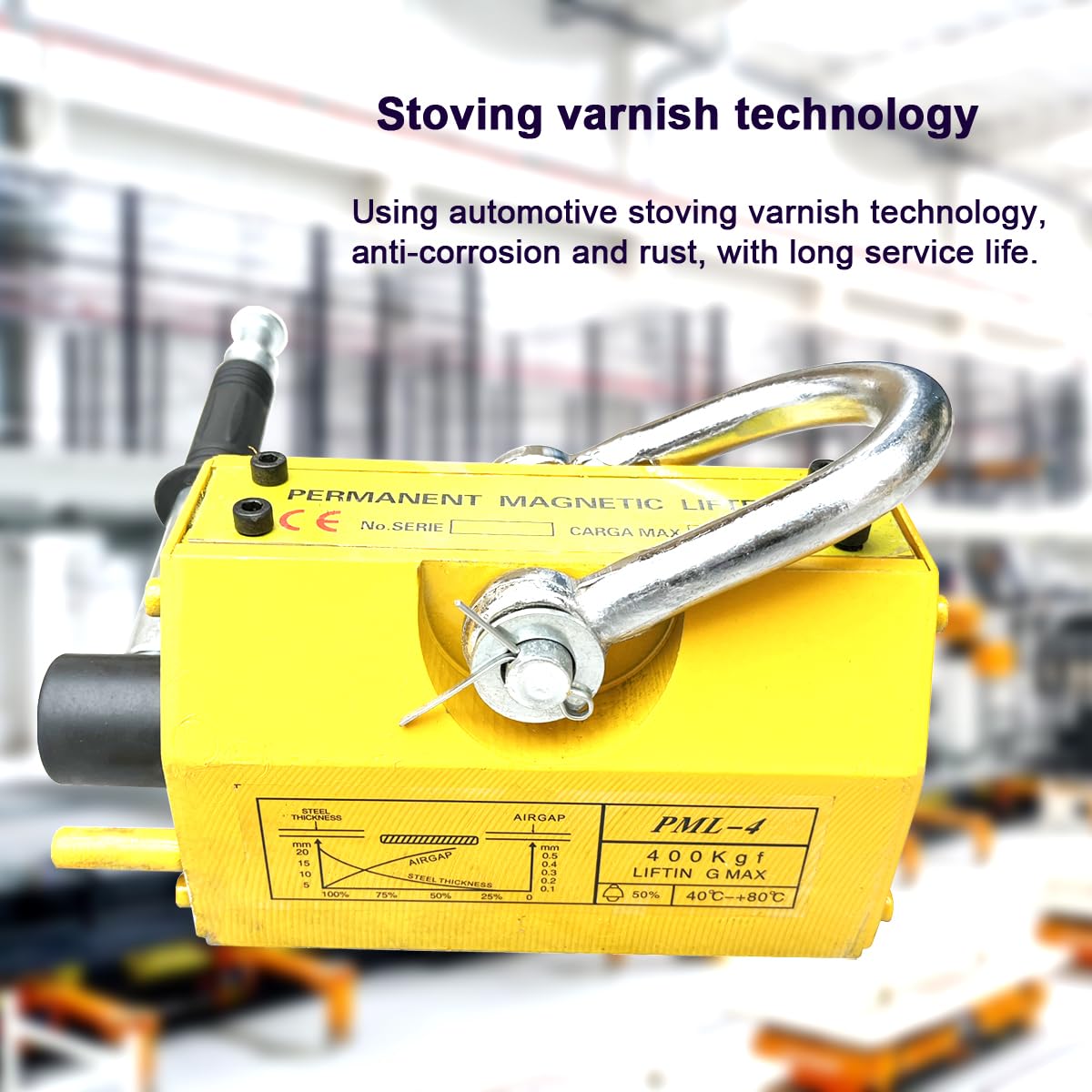 INTBUYING 880 lb Permanent Magnetic Lifter - Heavy Duty Rare Earth Magnet for Lifting Steel Plates, Boards & Metal Sheets - Ideal for Shop Cranes, Hoists & Industrial Lifting Applications