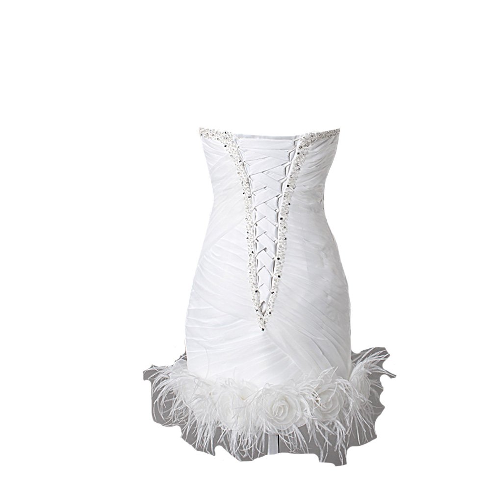 Kivary Women's Short White Beaded Feather Cocktail Dress for Wedding, Prom & Party - Elegant Summer Formal Evening Gown for Bridal Shower, Date Night & Special Occasions