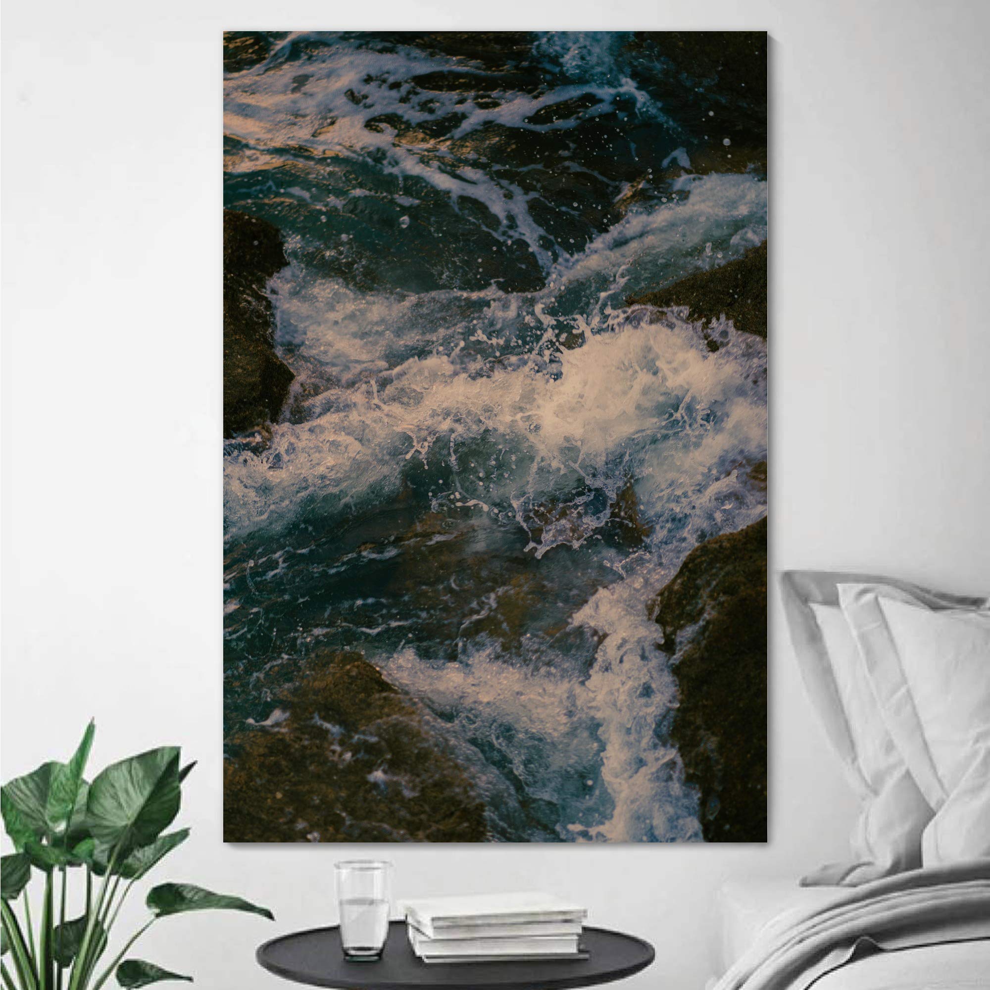 Coastal Beach Wave Canvas Wall Art - 32x48 Inch Blue Ocean Photography for Relaxing Home & Office Decor | Perfect for Living Room, Bedroom or Beach House