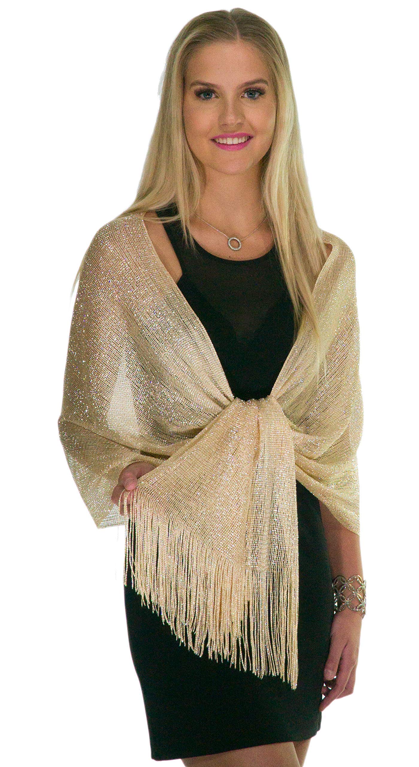 ShineGlitz Metallic Glitter Shawls & Wraps for Women - Elegant Evening Dress Accessories & Sparkling Wedding Gift - Perfect for Formal Events, Parties & Special Occasions