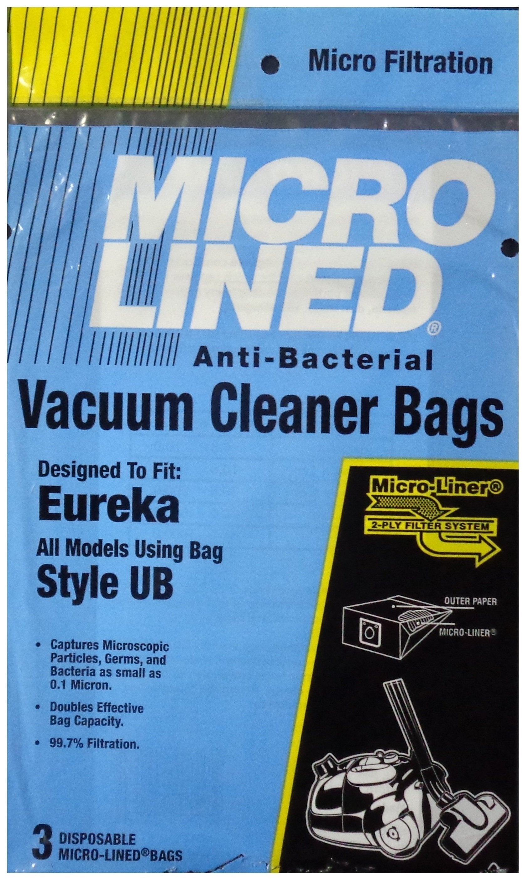 Eureka UB Microlined Vacuum Bags - 3 Pack Replacement Bags for Eureka Vacuums | Perfect for Pet Hair, Dust & Allergen Removal in Home Cleaning