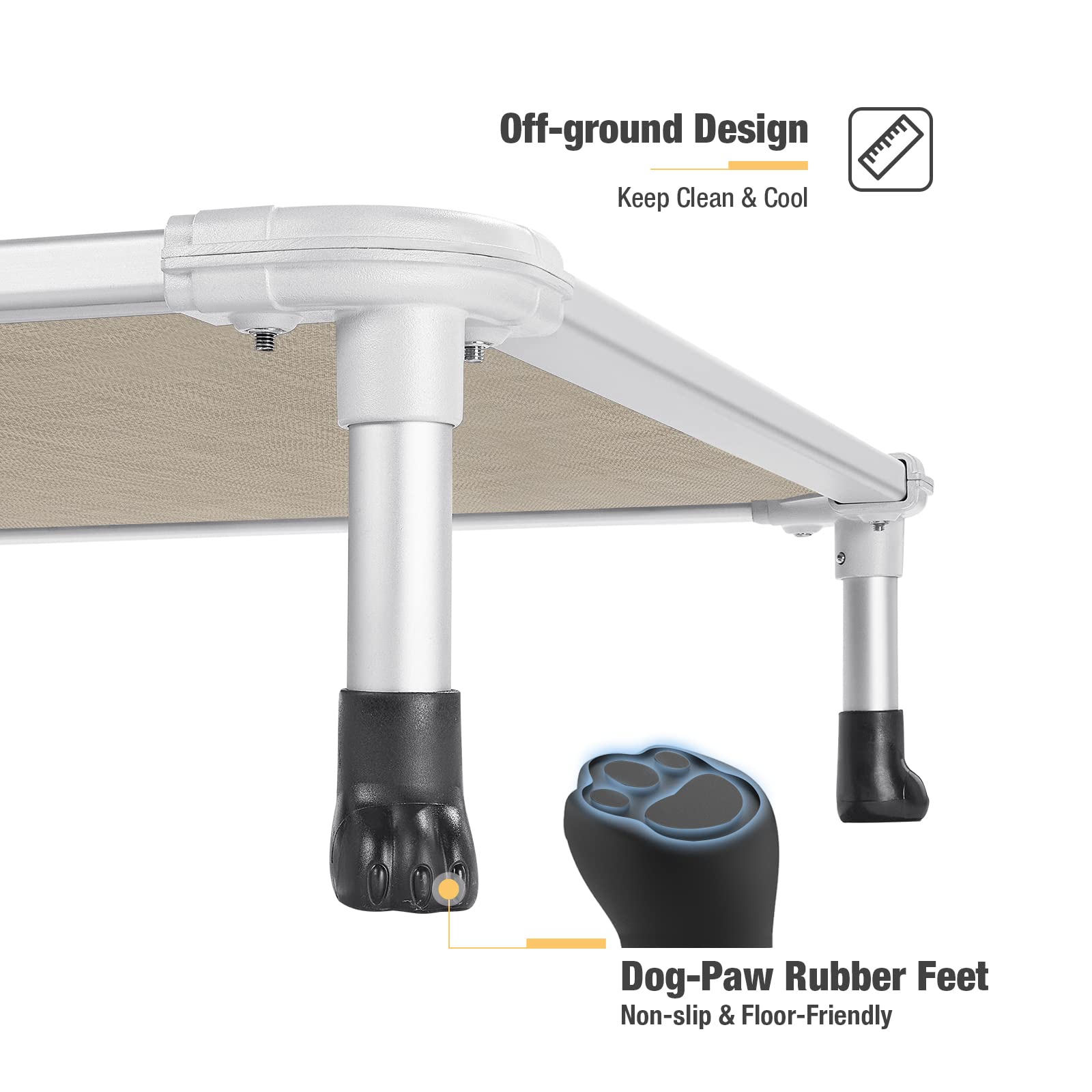 Veehoo Chew Proof Raised Dog Bed - Cooling Pet Cot with Aluminum Frame for Indoor/Outdoor Use - Perfect for Hot Weather & Active Dogs