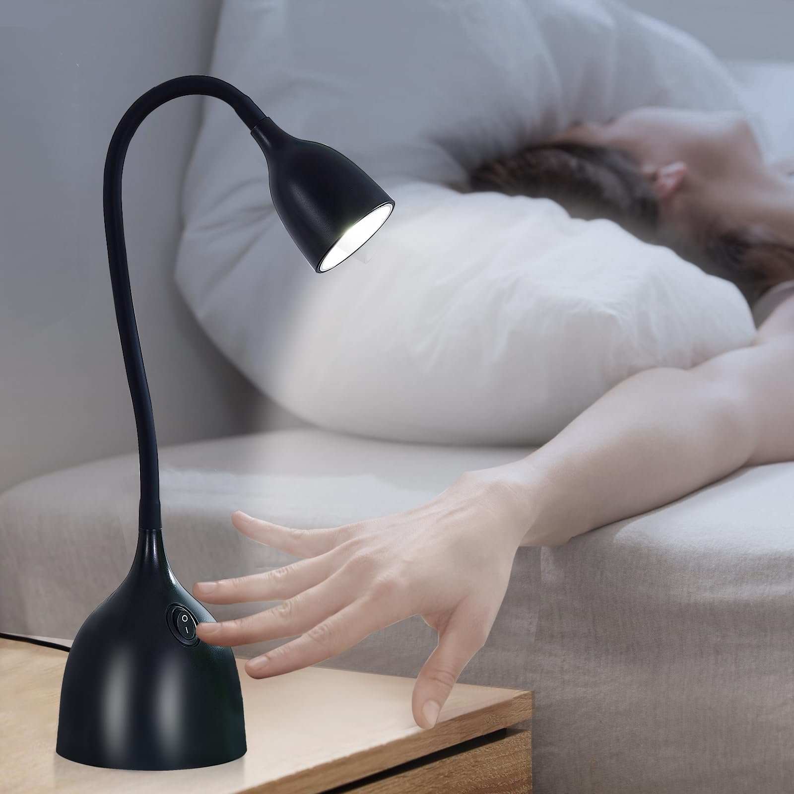Adjustable LED Desk Lamp for Home Office & Study - Flexible Gooseneck Reading Light with Eye-Caring Technology - Perfect for College Dorm Rooms, Night Reading & Computer Work (Black)