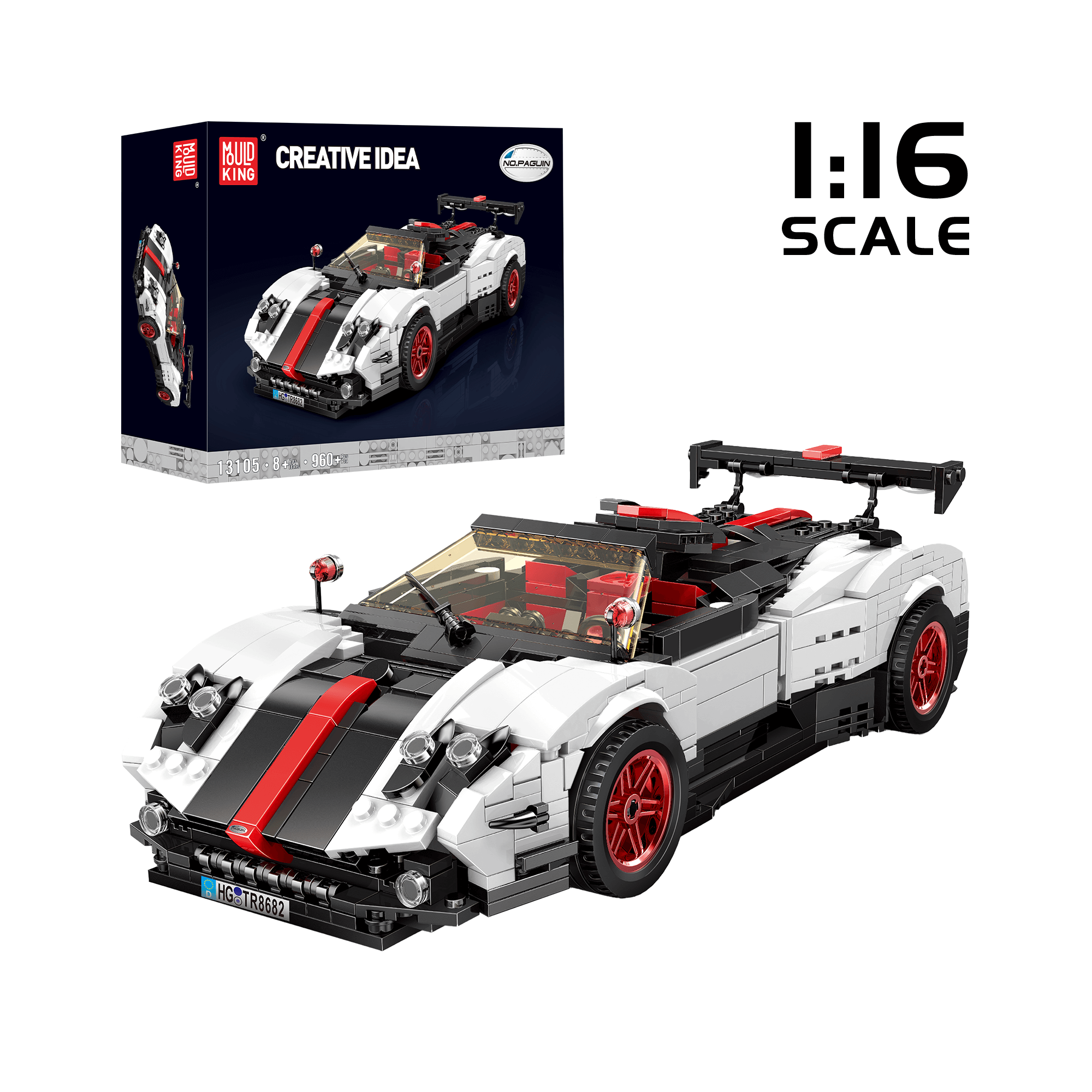 MOULD KING 13105 Zonda Sports Car Building Set - 960 Piece Model Kit for Adults & Teens | Perfect for Collectors, DIY Enthusiasts & Home Office Decoration