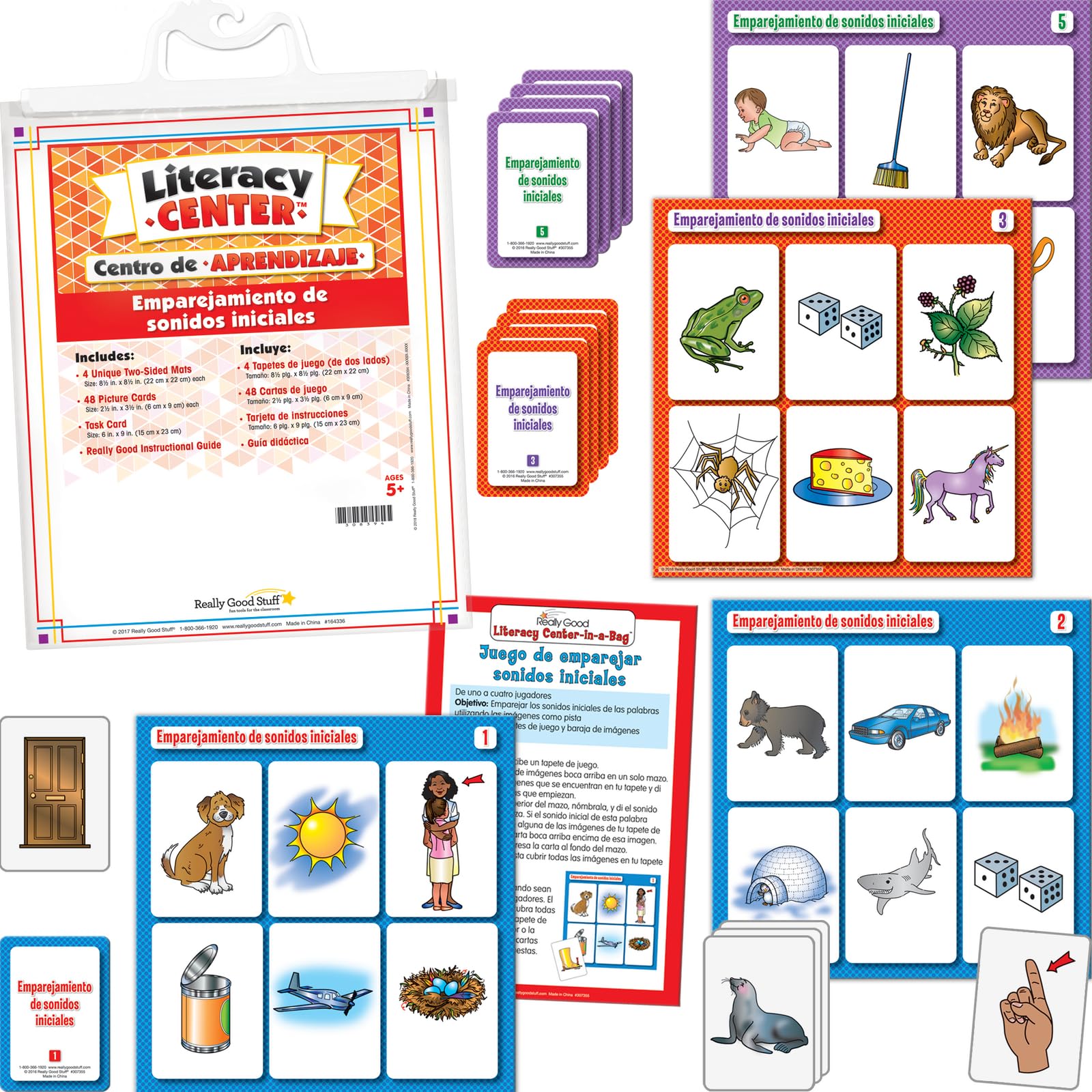 Spanish Beginning Sound Match Literacy Center - Really Good Stuff Learning Activity for Phonics & Early Reading | Perfect for Classroom & Homeschool Use