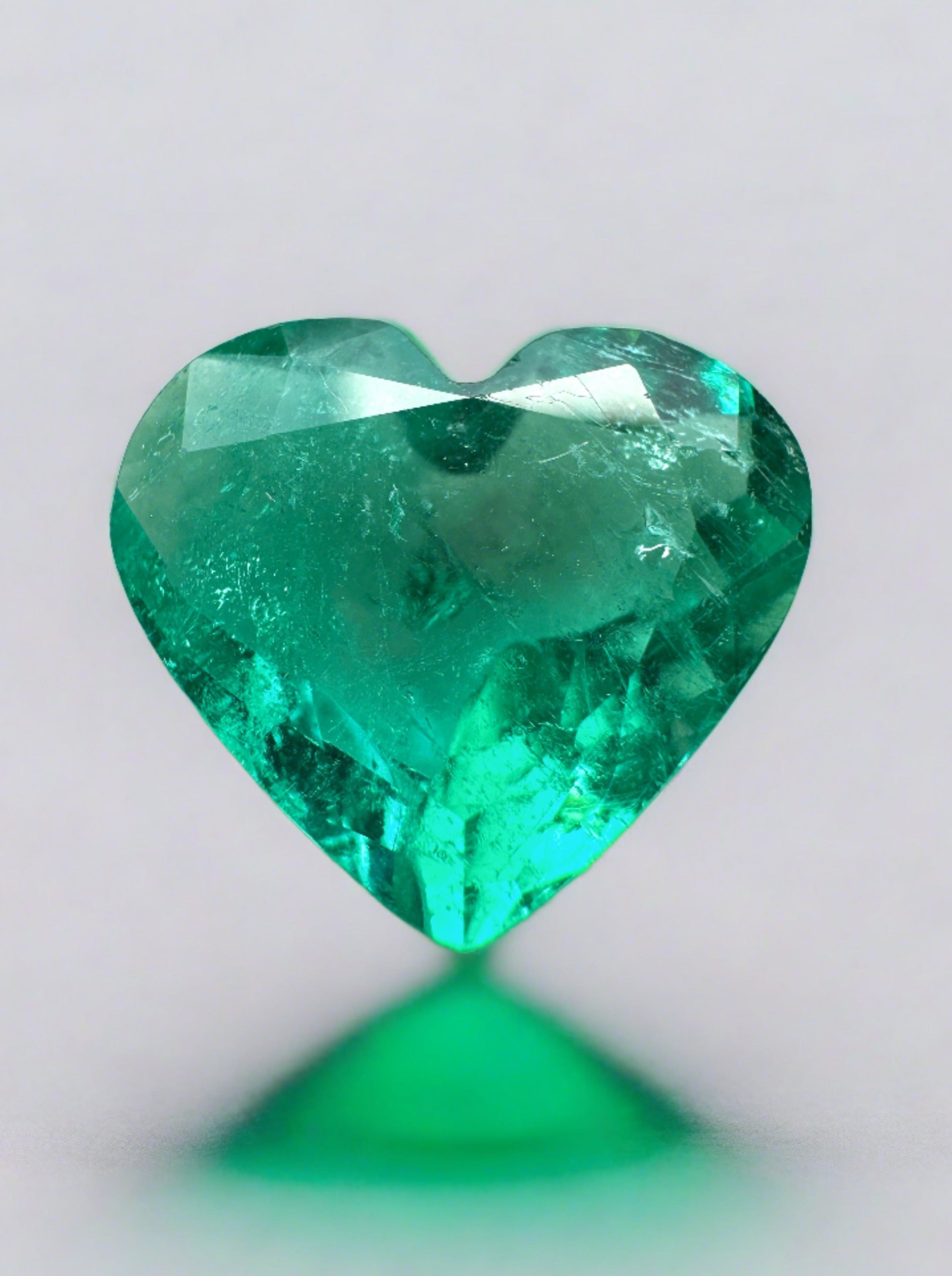 2.84 Carat 10x11mm Bright Green Natural Loose Colombian Emerald Heart Cut Gemstone for Jewelry Making, Engagement Rings & Luxury Gifts