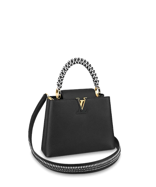 LV Capucines PM Handbag in Noir/Blanc Taurillon Leather - Luxury Designer Crossbody Bag for Women, Perfect for Work, Travel & Evening Events