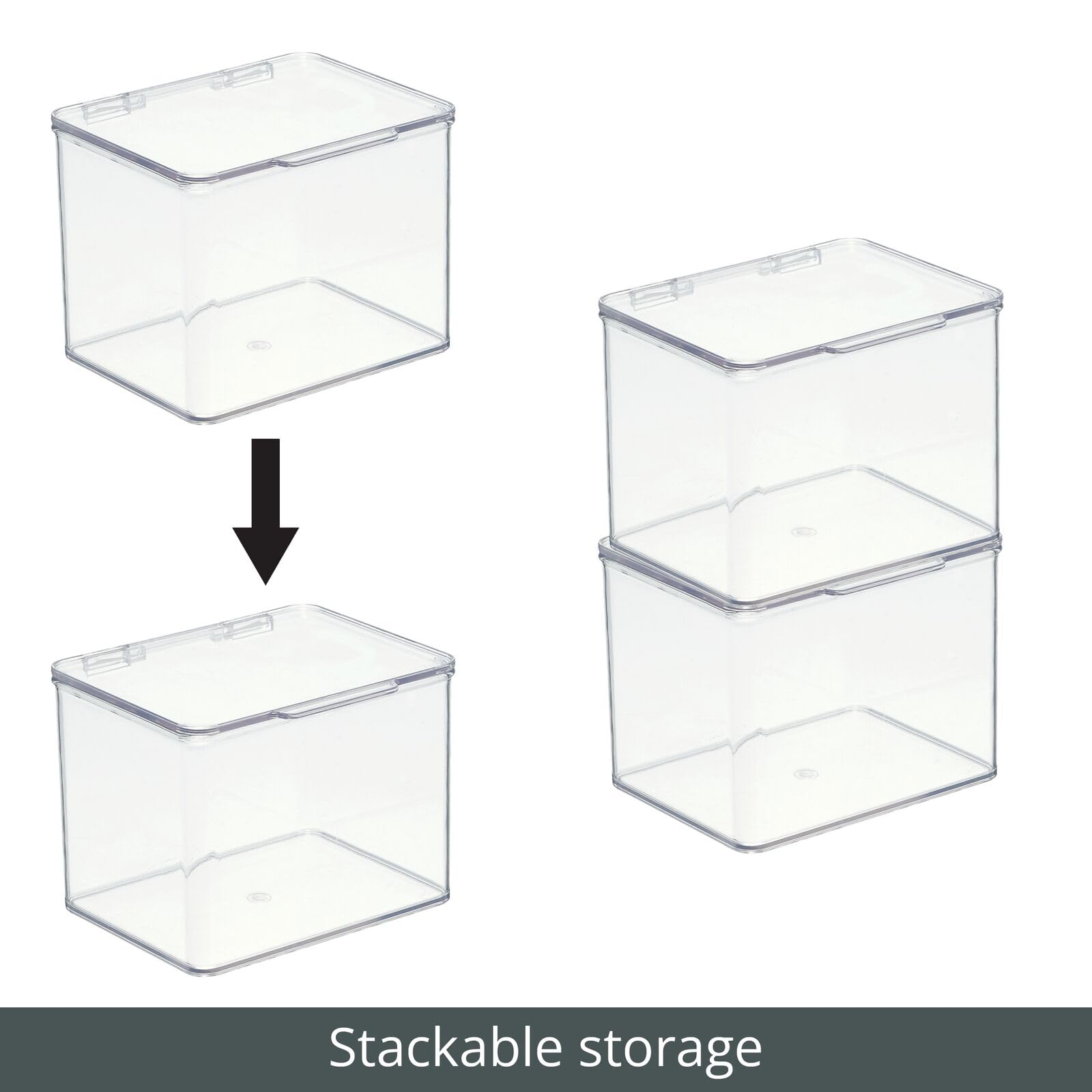 mDesign Clear Plastic Playroom & Gaming Storage Organizer Boxes with Hinged Lids - 8-Pack Toy Organizer for Shelves & Cubbies - Holds Blocks, Puzzles, Markers, Game Controllers - Perfect for Kids' Rooms, Playrooms & Game Stations (Lumiere Collection)