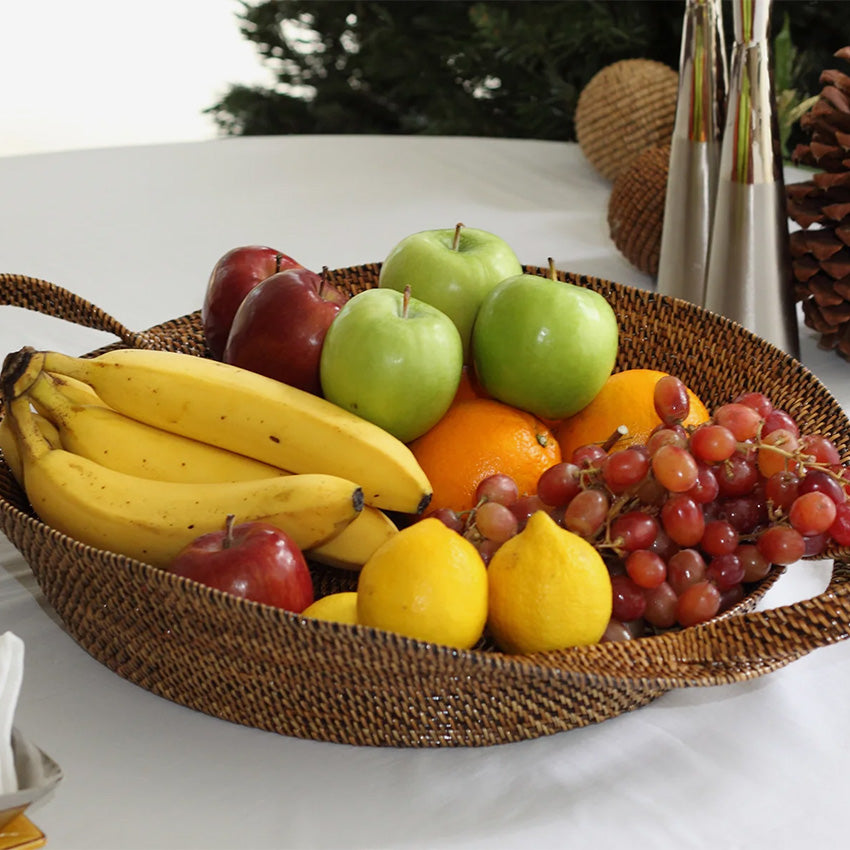 Calaisio Large Oval Fruit Tray with Handles - Elegant Serving Platter for Parties, Picnics & Home Decor