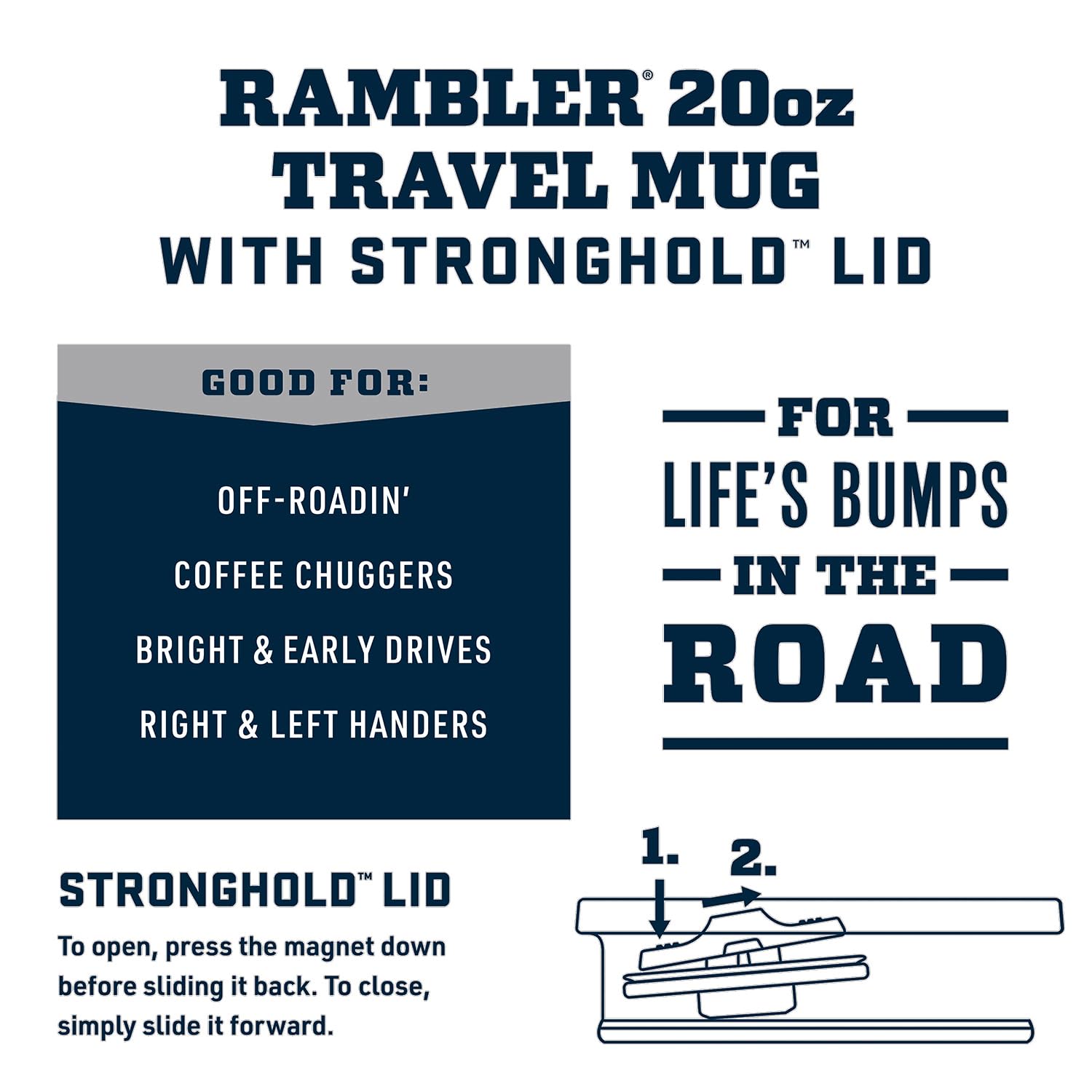 YETI Rambler 20 oz Stainless Steel Vacuum Insulated Travel Mug with Stronghold Lid - Perfect for Coffee, Tea & Hot Drinks On The Go, Office Commute & Outdoor Adventures